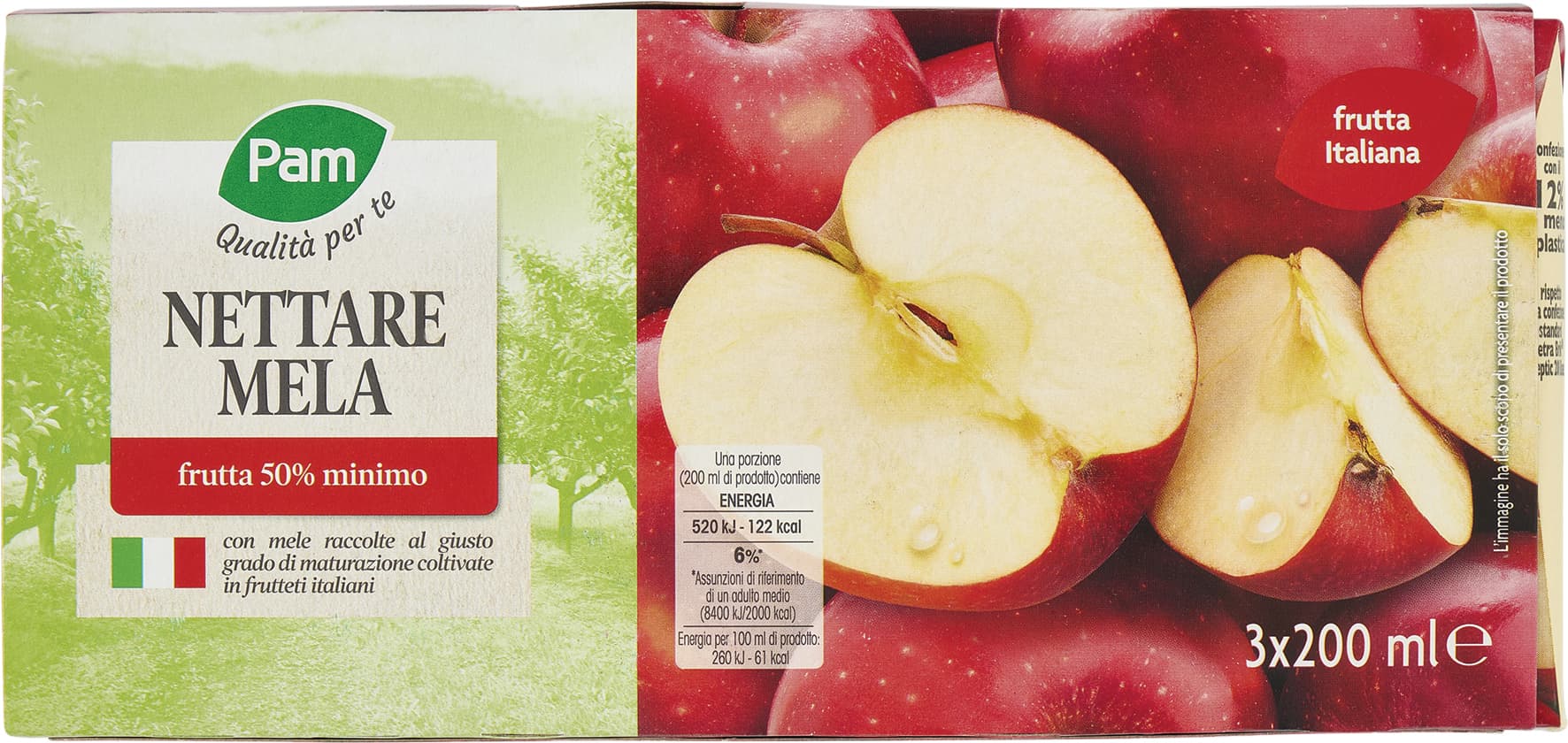 PAM Qualità per te Nettare Mela 3 x 200 ml – immagine 1
