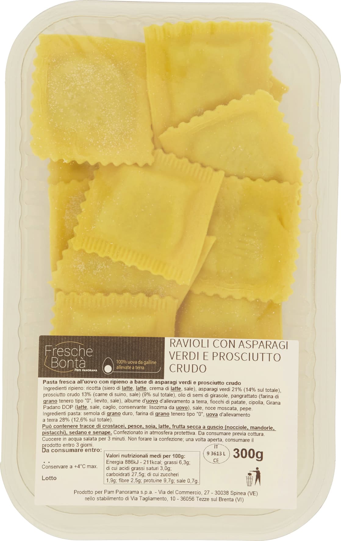 FRESCHE BONTÀ Ravioli con Asparagi Verdi e Prosciutto Crudo 300 g – immagine 1