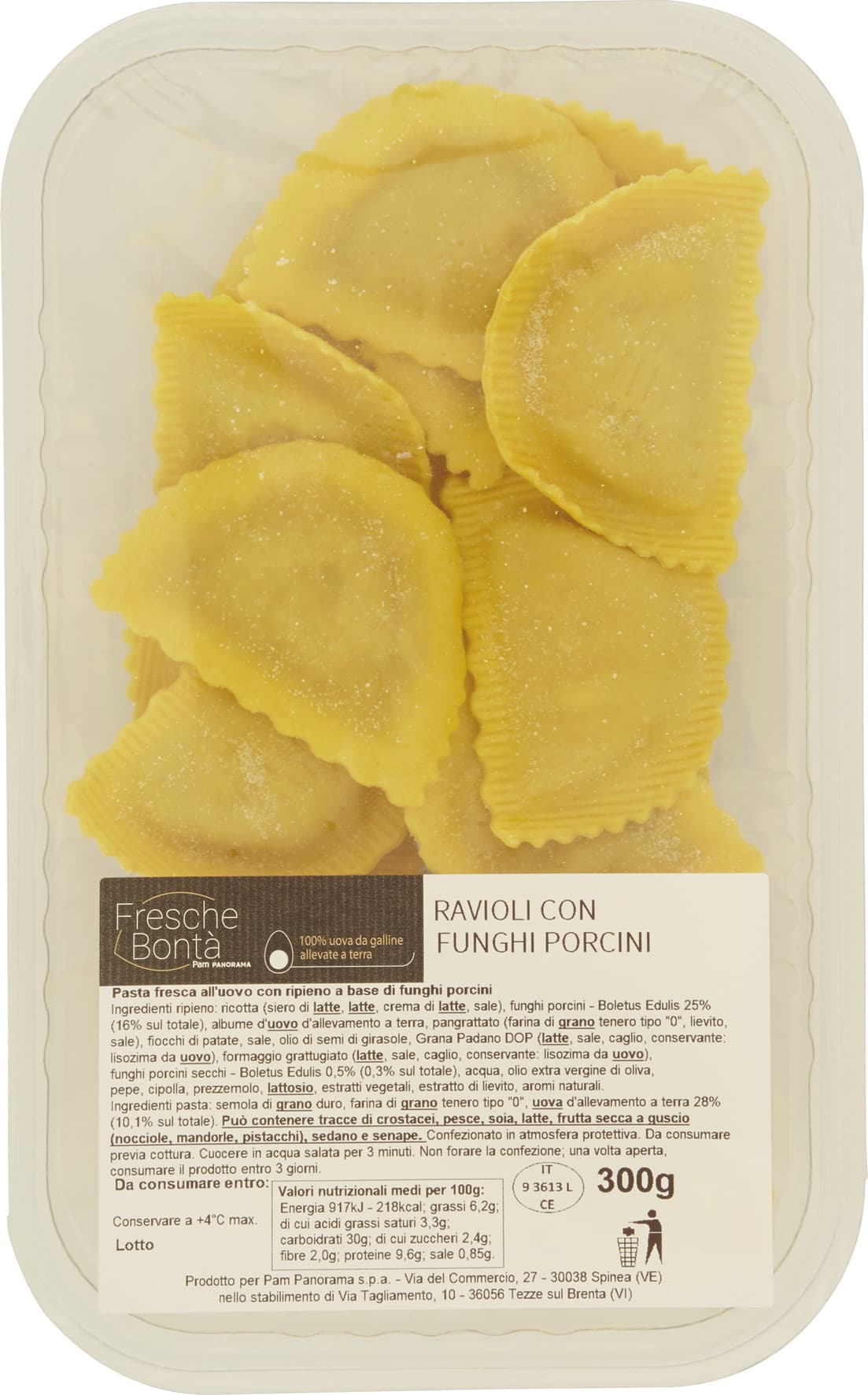 FRESCHE BONTÀ Ravioli con Funghi Porcini 300 g – immagine 1