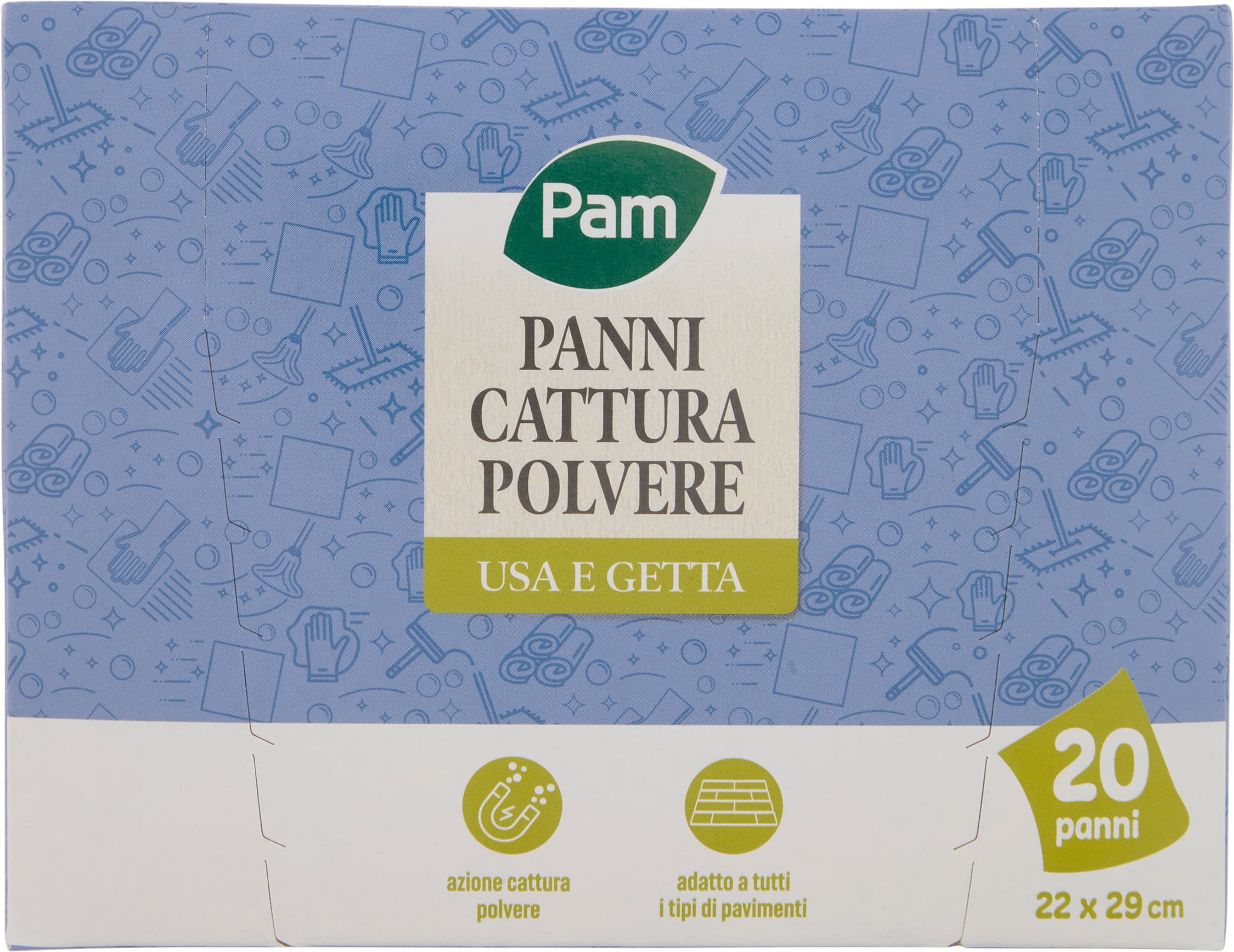 PAM Panni Cattura Polvere Usa e Getta 22 x 29 cm 20 pz – immagine 1