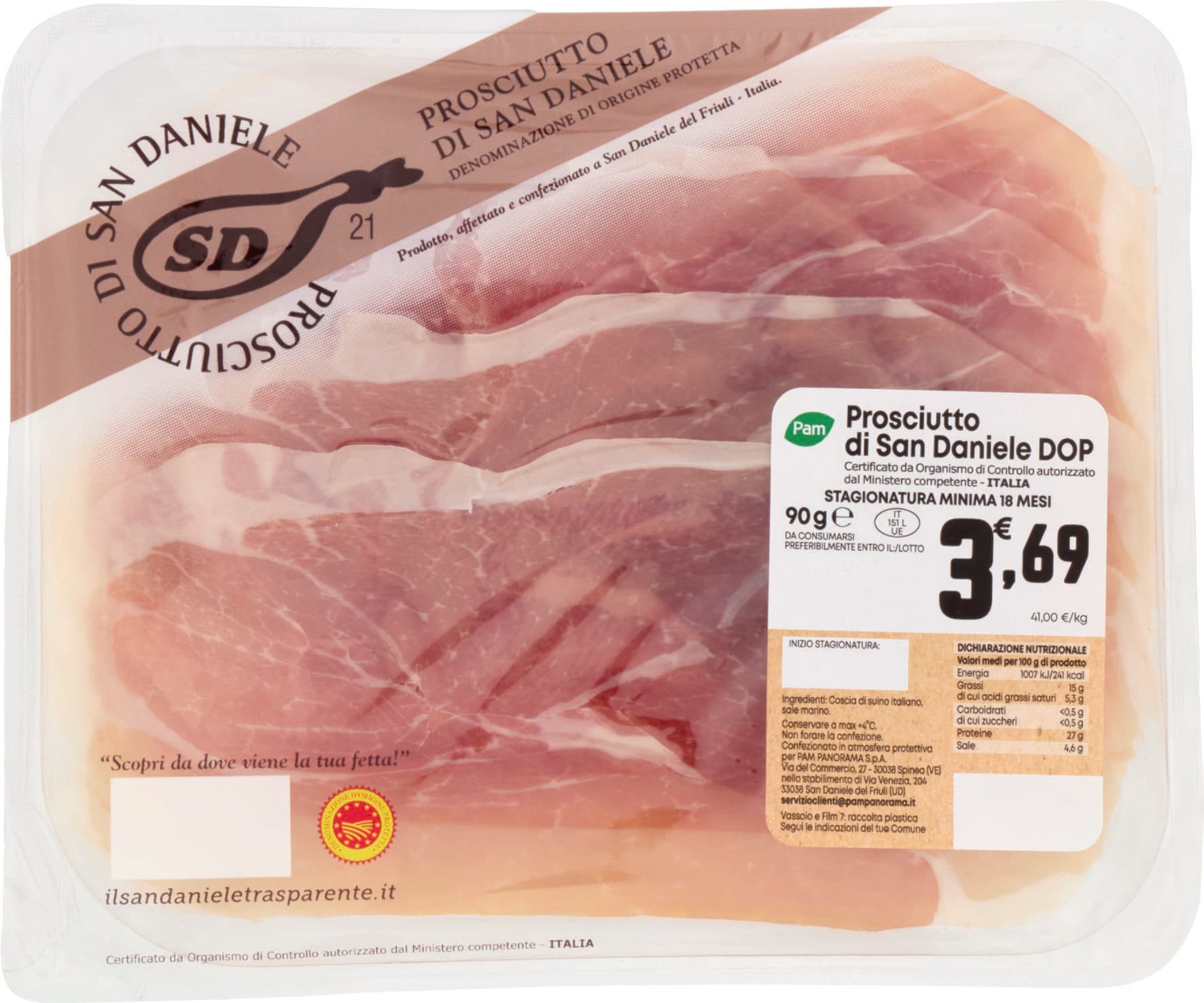 PAM Prosciutto di San Daniele DOP 90 g – immagine 1