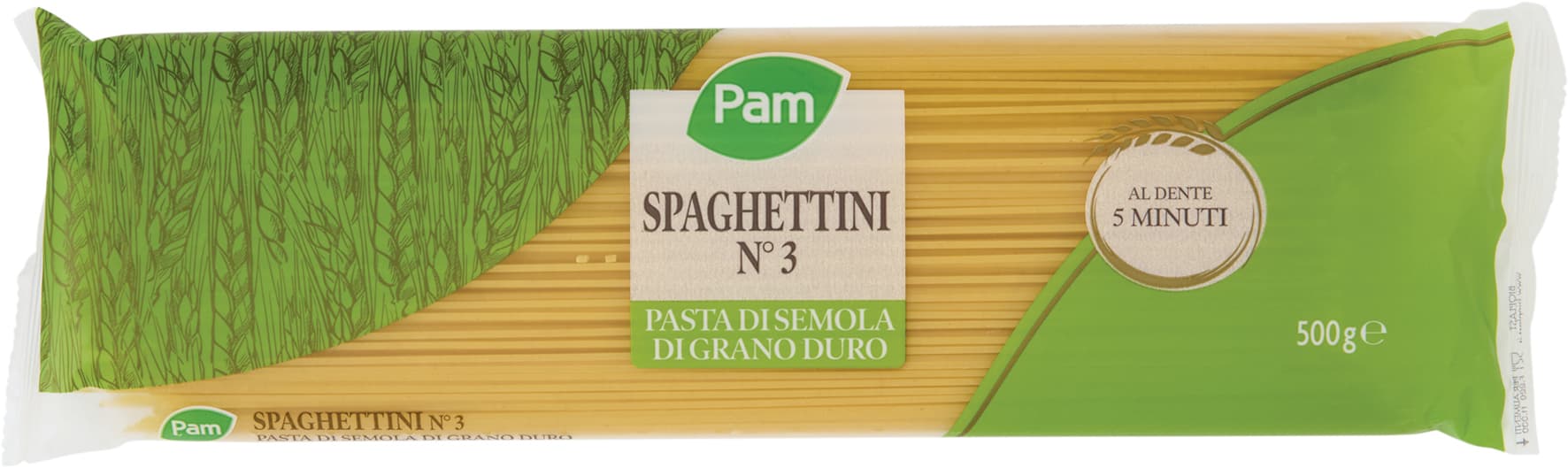 PAM Spaghettini N° 3 Pasta di Semola di Grano Duro 500 g – immagine 1