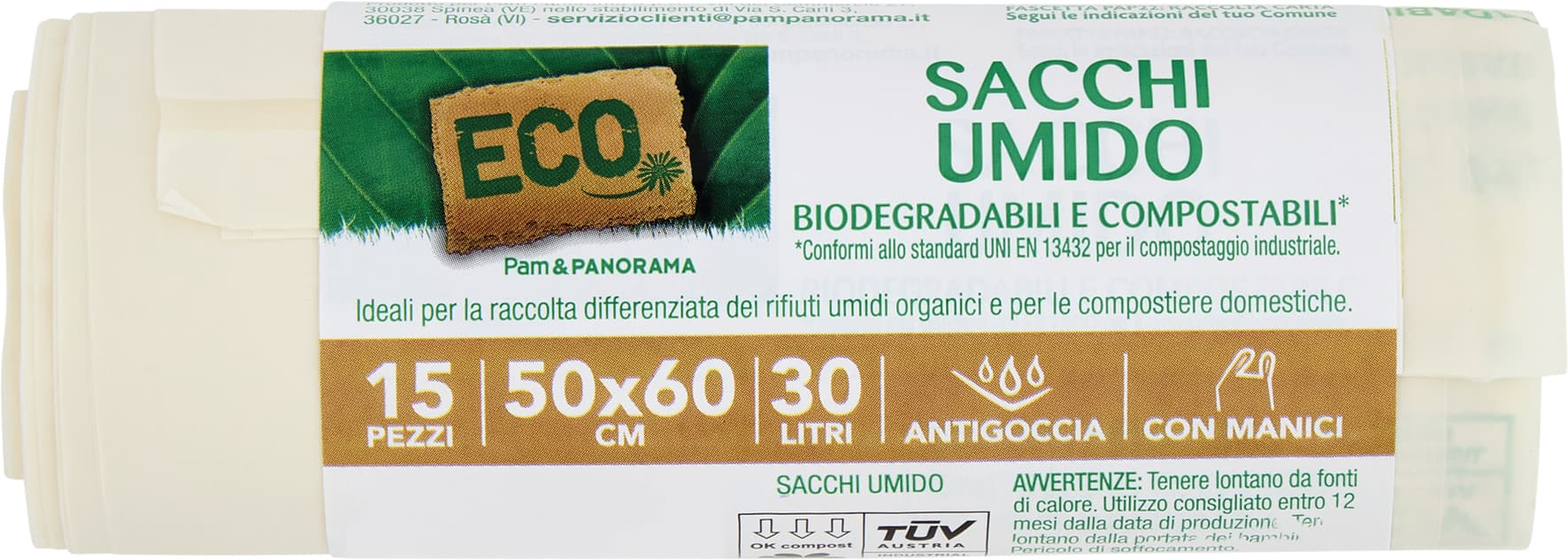 ECO Sacchi Umido Biodegradabili e Compostabili* 50 x 60 cm 30 Litri 15 pz – immagine 1