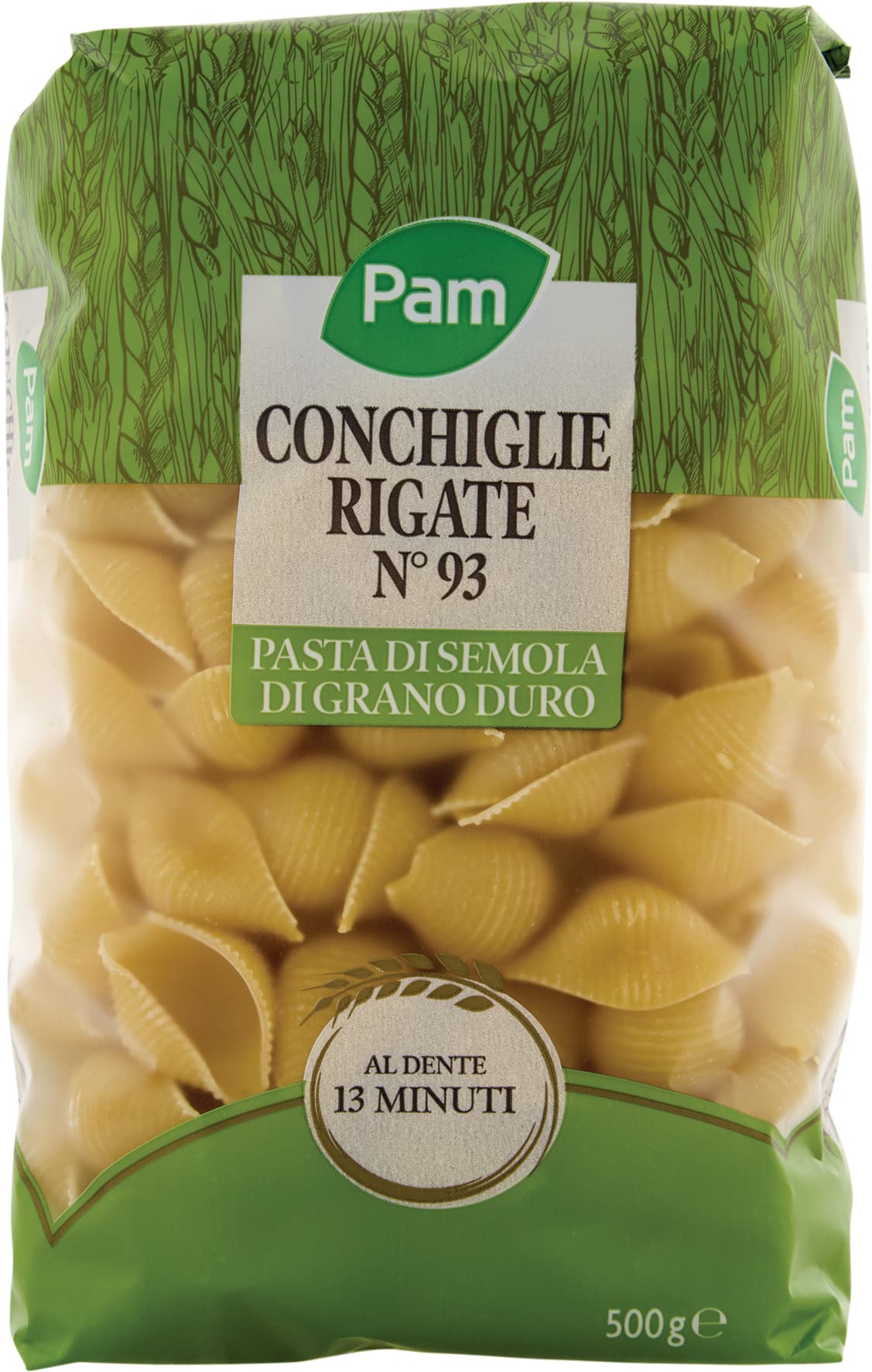 PAM Conchiglie Rigate N° 93 Pasta di Semola di Grano Duro 500 g – immagine 1