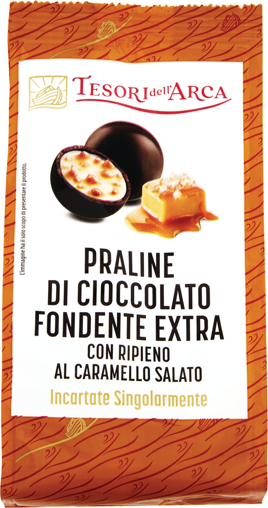 TESORI DELL'ARCA Praline di Cioccolato Fondente Extra con Ripieno al Caramello Salato 90 g – immagine 1