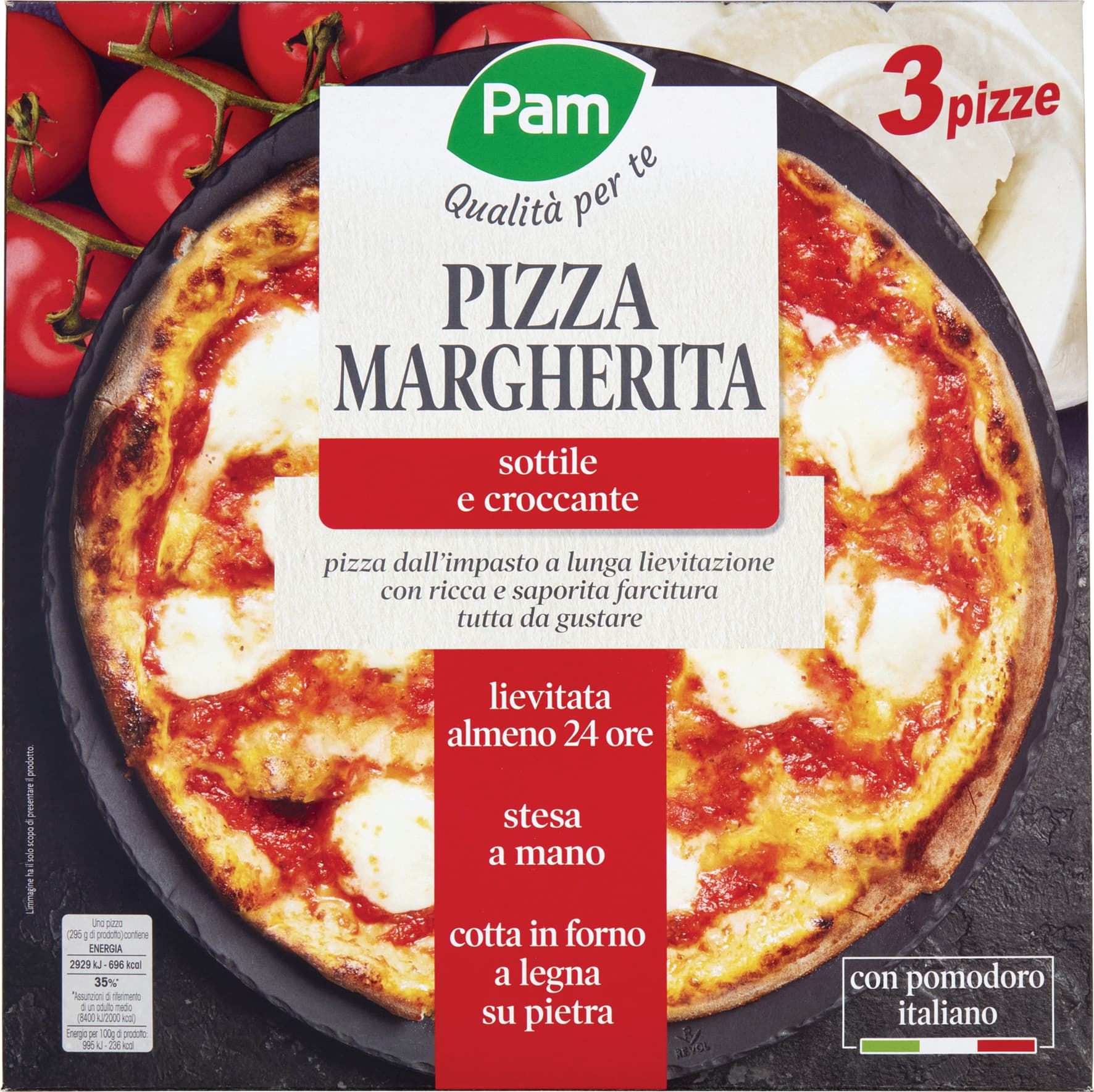 PAM PANORAMA 3 Pizze Margherita surgelate 900g (300g x 3) – immagine 1