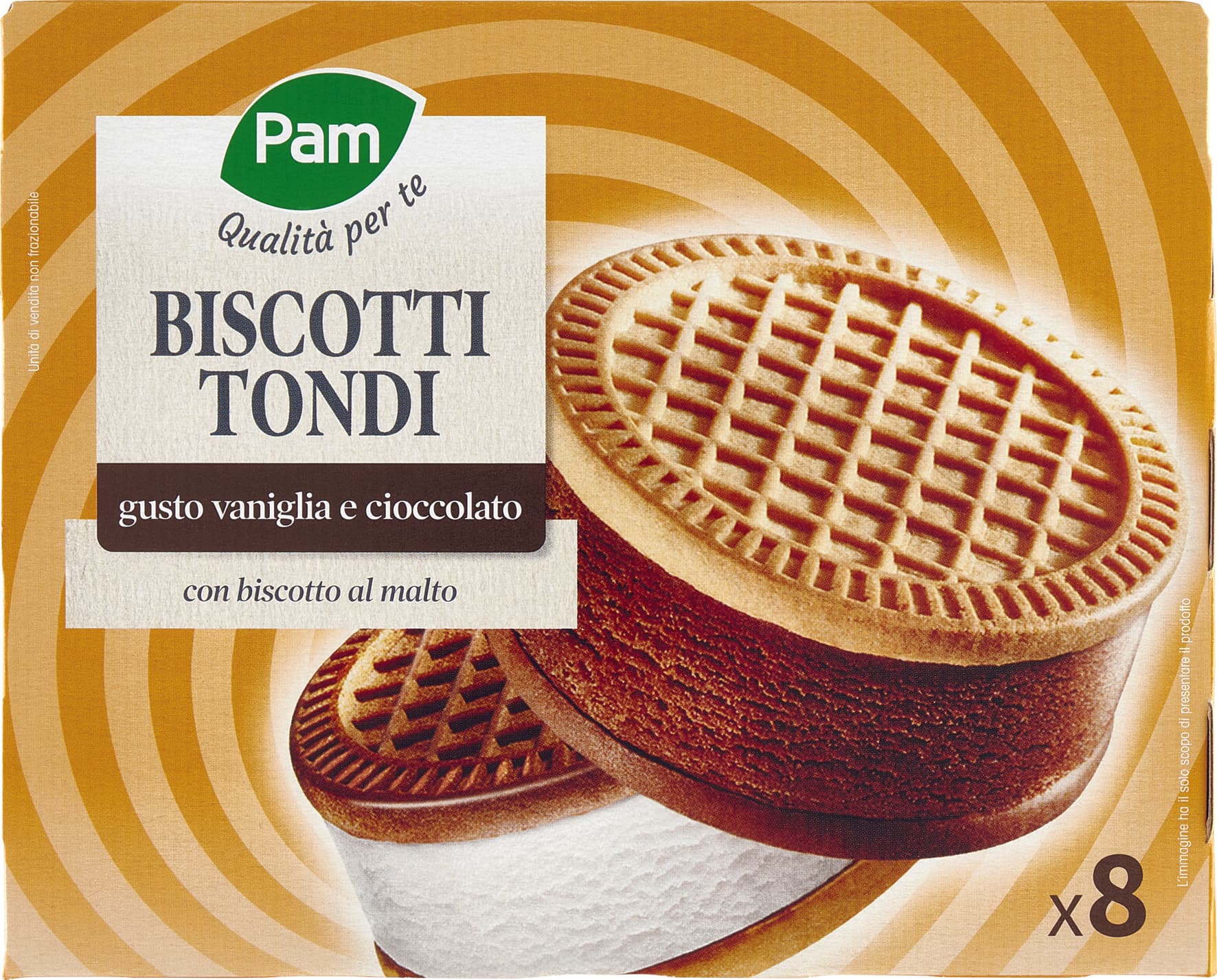 PAM Qualità per te Biscotti Tondi gusto vaniglia e cioccolato 8 x 35 g – immagine 1