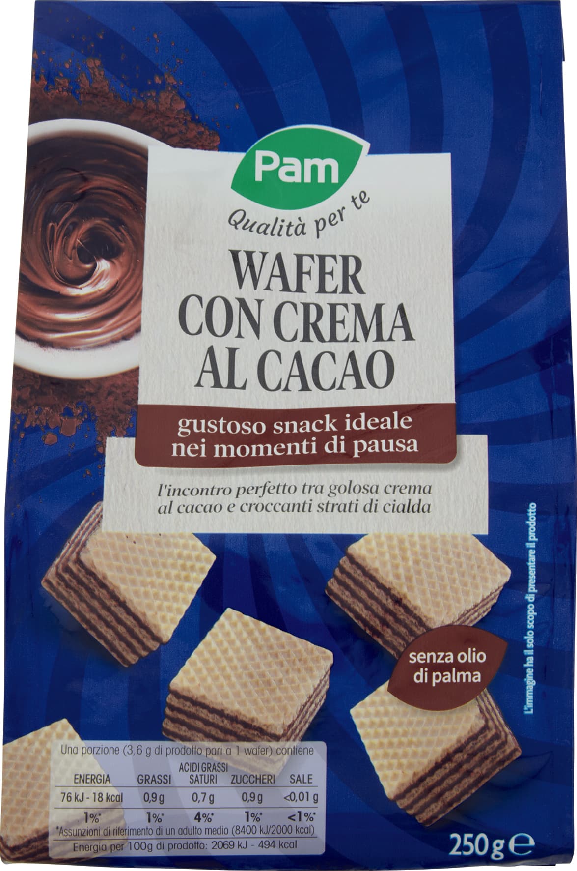 PAM PANORAMA Snack Wafer con crema al cacao 250 g – immagine 1