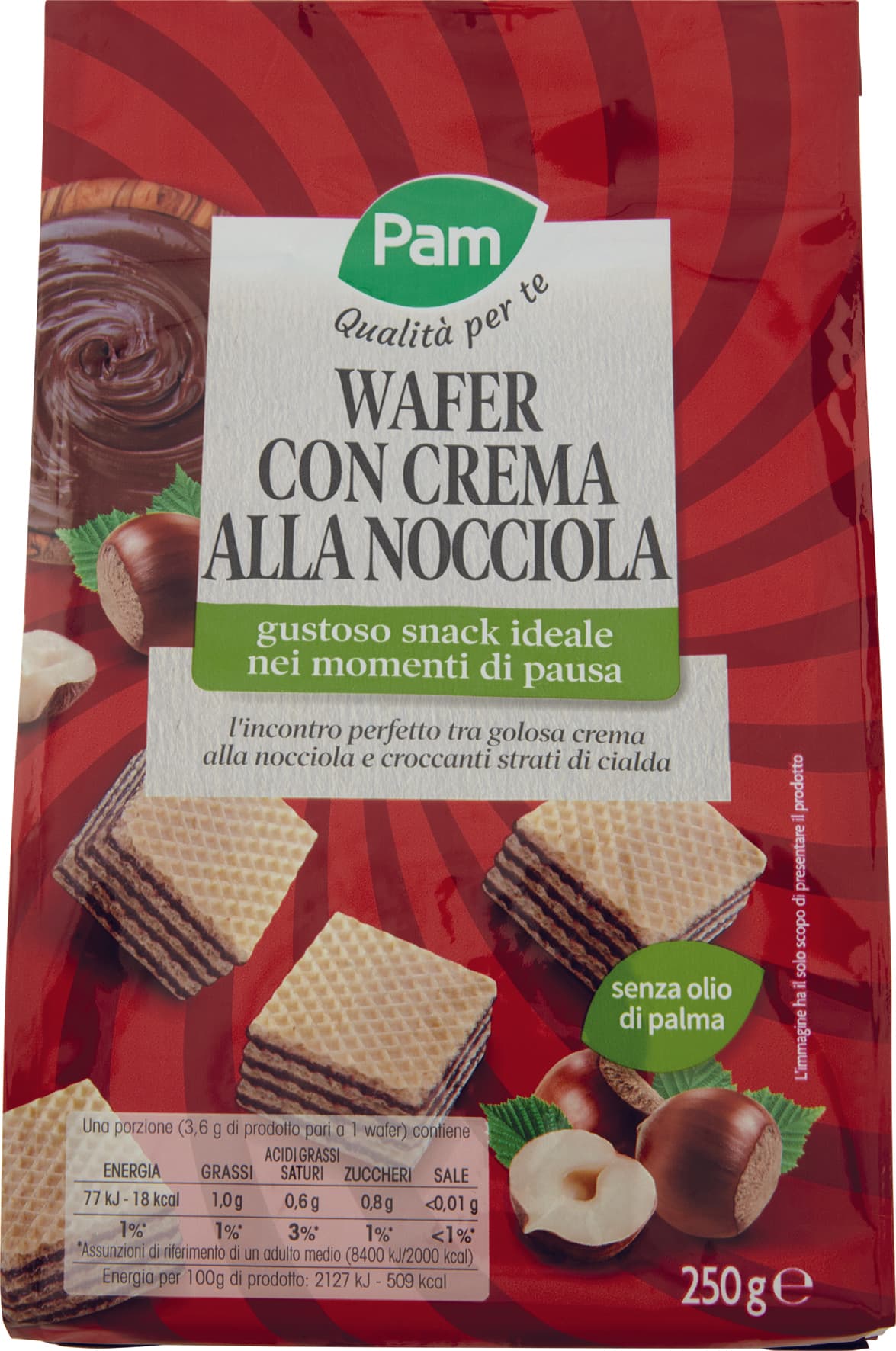 PAM PANORAMA Snack Wafer con crema alla nocciola 250 g – immagine 1