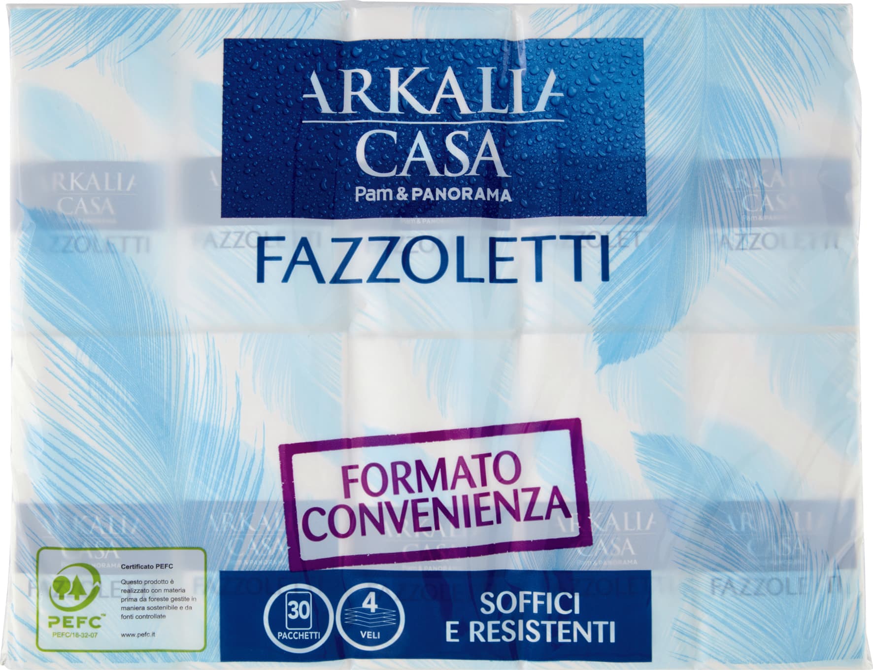 PAM PANORAMA Fazzoletti 4 veli di pura cellulosa 30 pacchetti – immagine 1