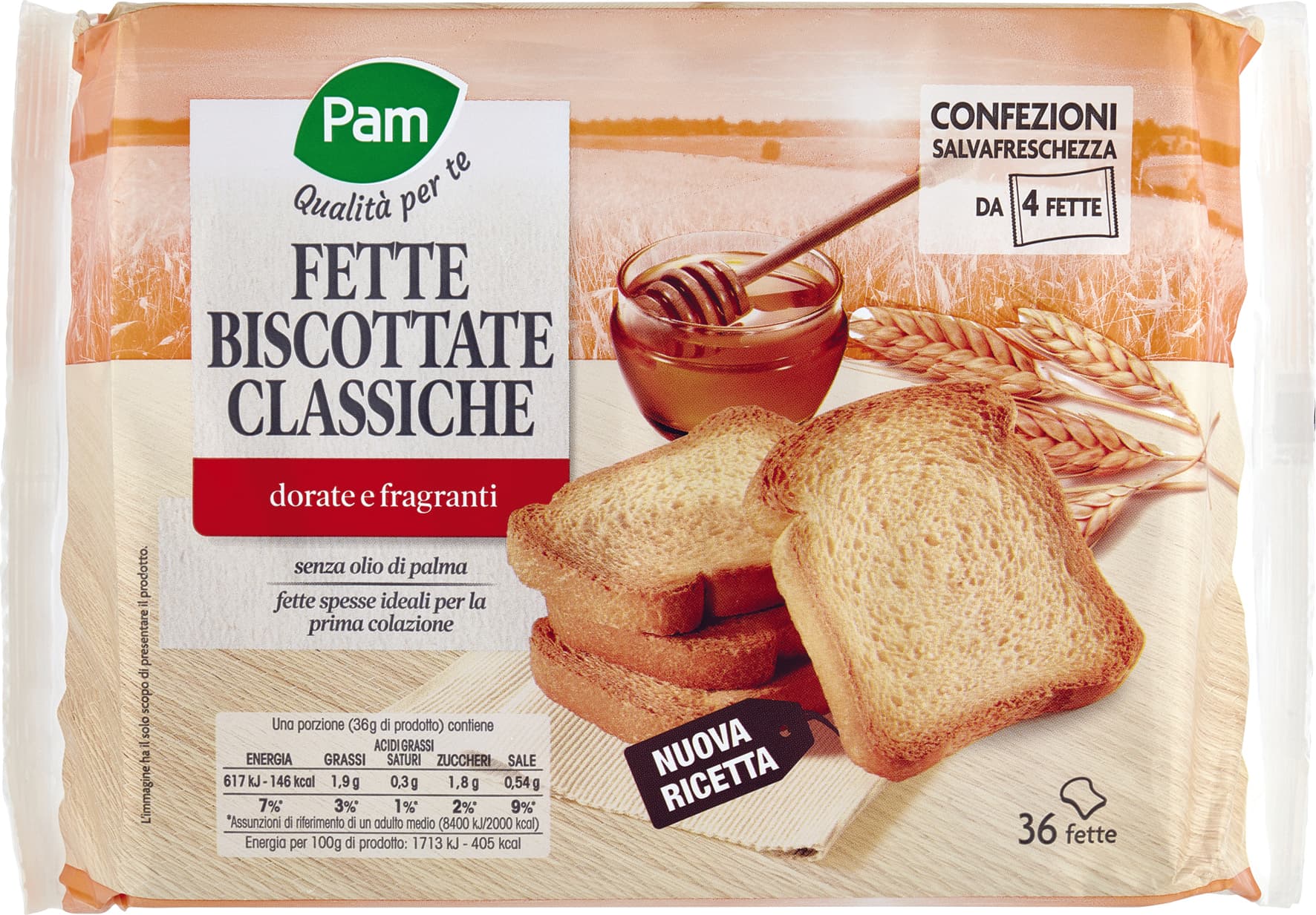 PAM Qualità per te Fette Biscottate Classiche 9 x 36 g – immagine 1