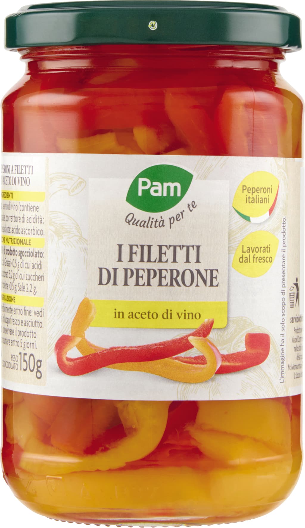 PAM PANORAMA Peperoni a Filetti in Aceto di Vino 300 g – immagine 1