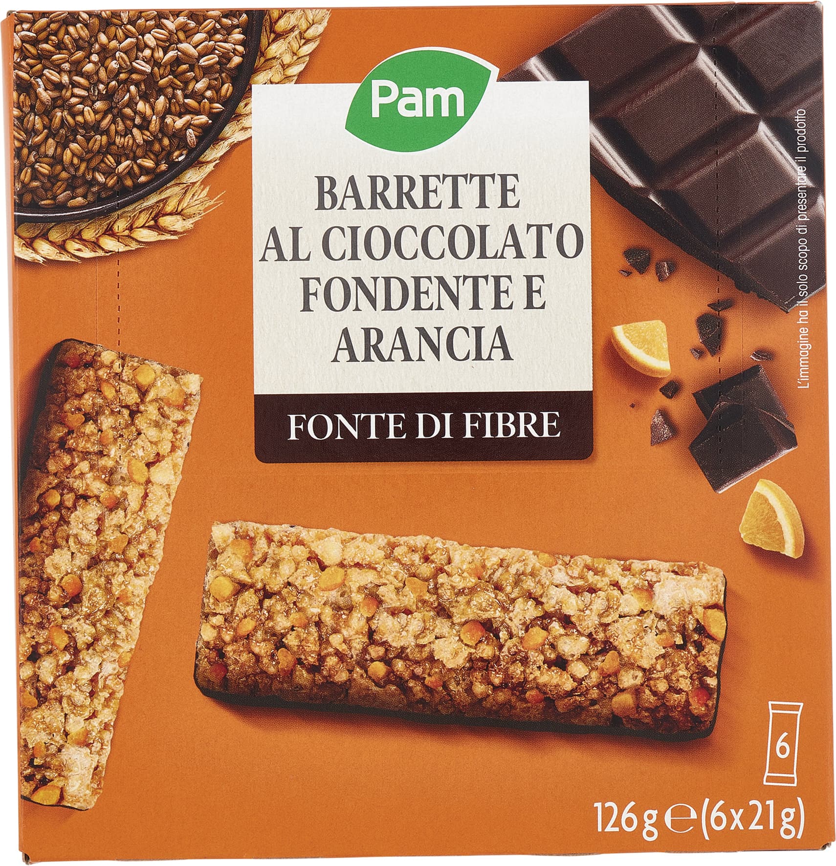 PAM Barrette al Cioccolato Fondente e Arancia 6 x 21 g – immagine 1