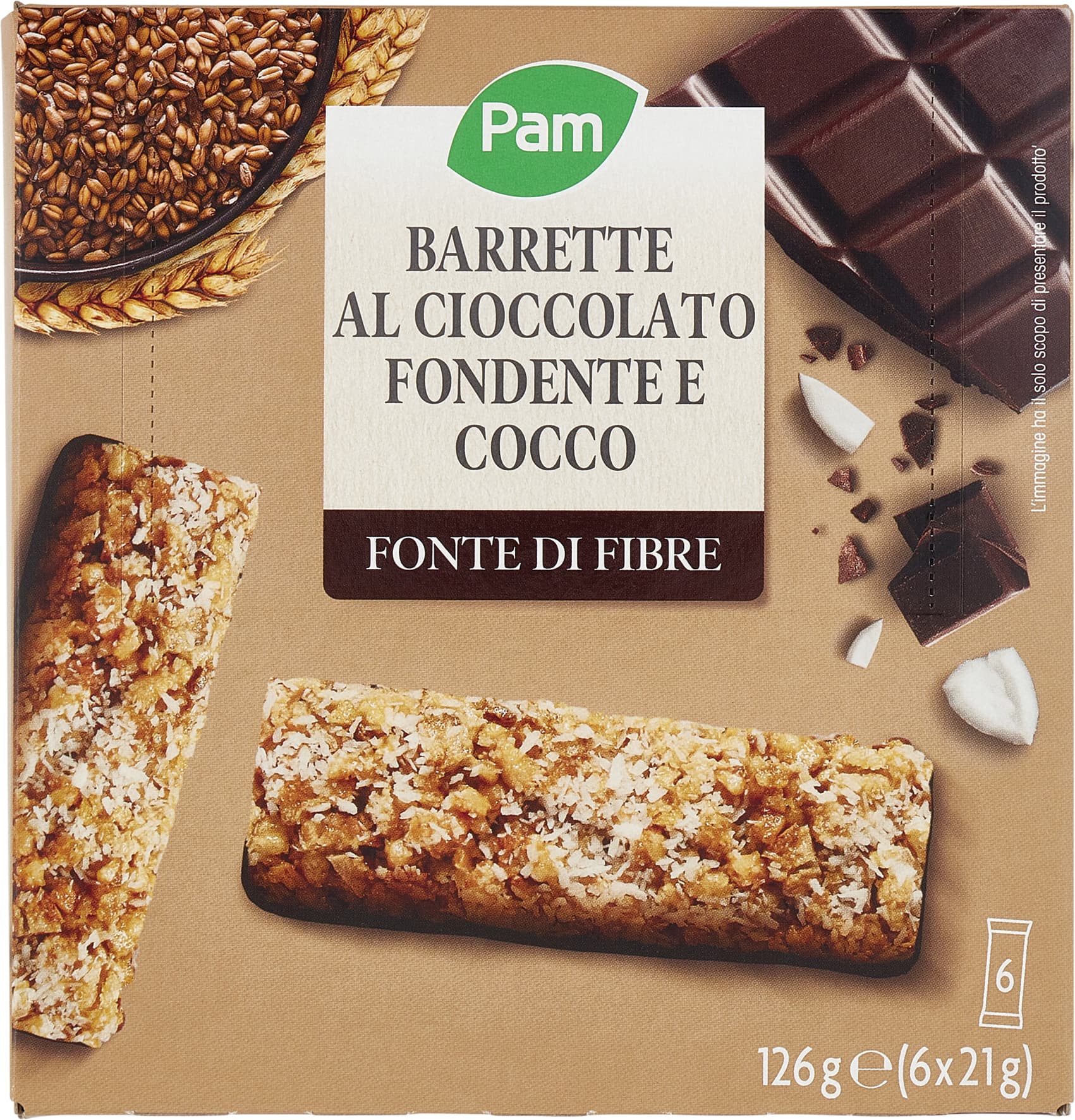 PAM Barrette al Cioccolato Fondente e Cocco 6 x 21 g – immagine 1