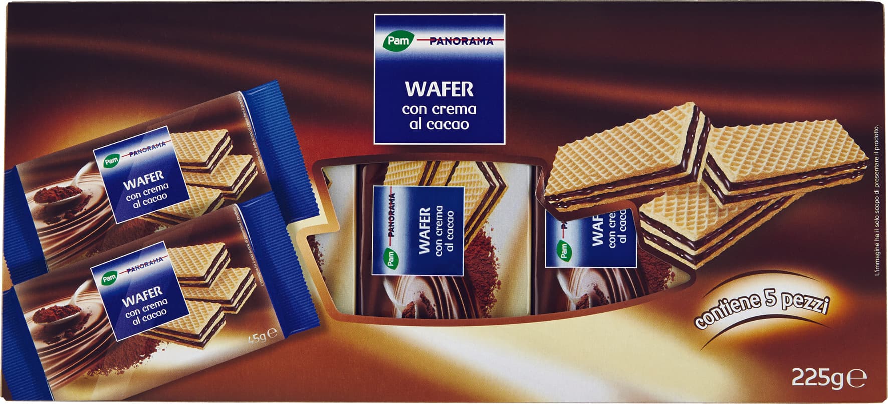 PAM PANORAMA Wafer con crema al cacao 225g (45g x 5) – immagine 1