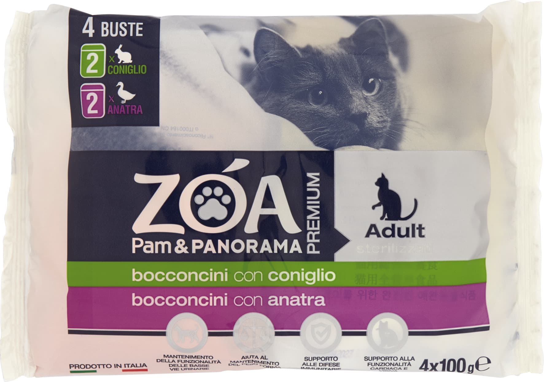 ZOA PREMIUM Adult bocconcini 2 con coniglio 2 con anatra 4 x 100 g – immagine 1