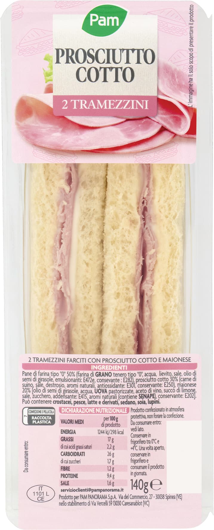 PAM PANORAMA Tramezzini Prosciutto Cotto 140 g – immagine 1