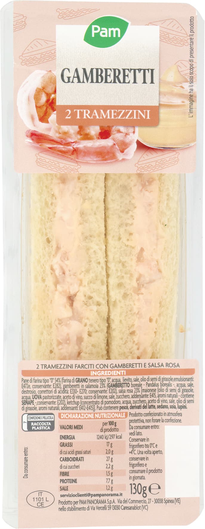 PAM PANORAMA Tramezzini Gamberetti e Salsa Rosa 130 g – immagine 1