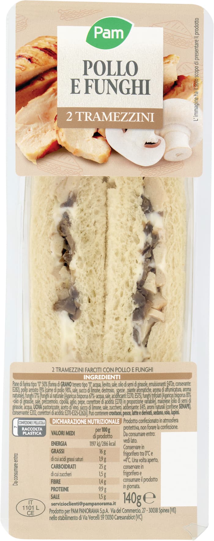 PAM PANORAMA Tramezzini Pollo e Funghi 140 g – immagine 1