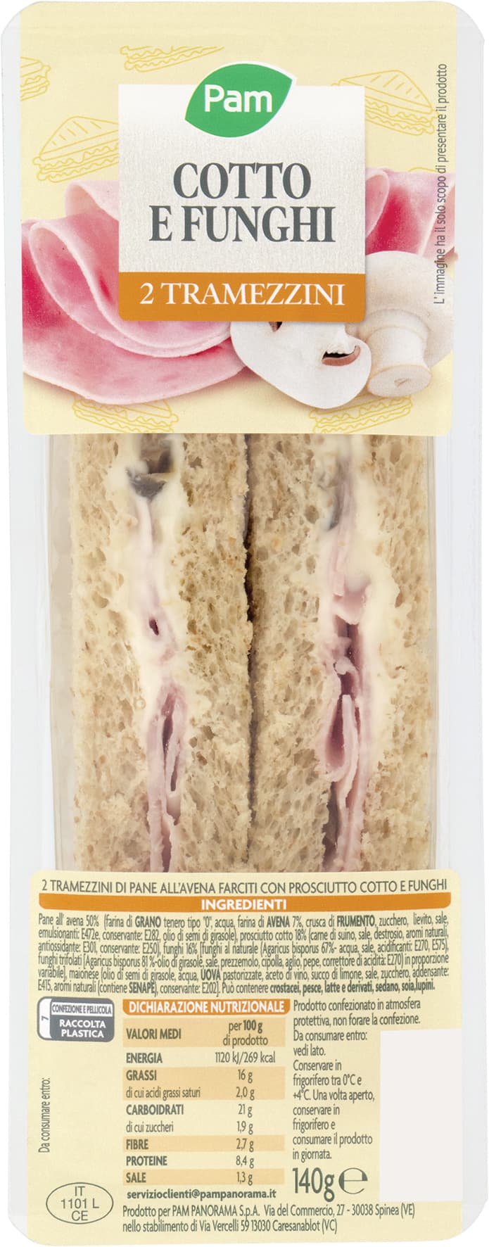 PAM PANORAMA Tramezzini Cotto e Funghi 140 g – immagine 1