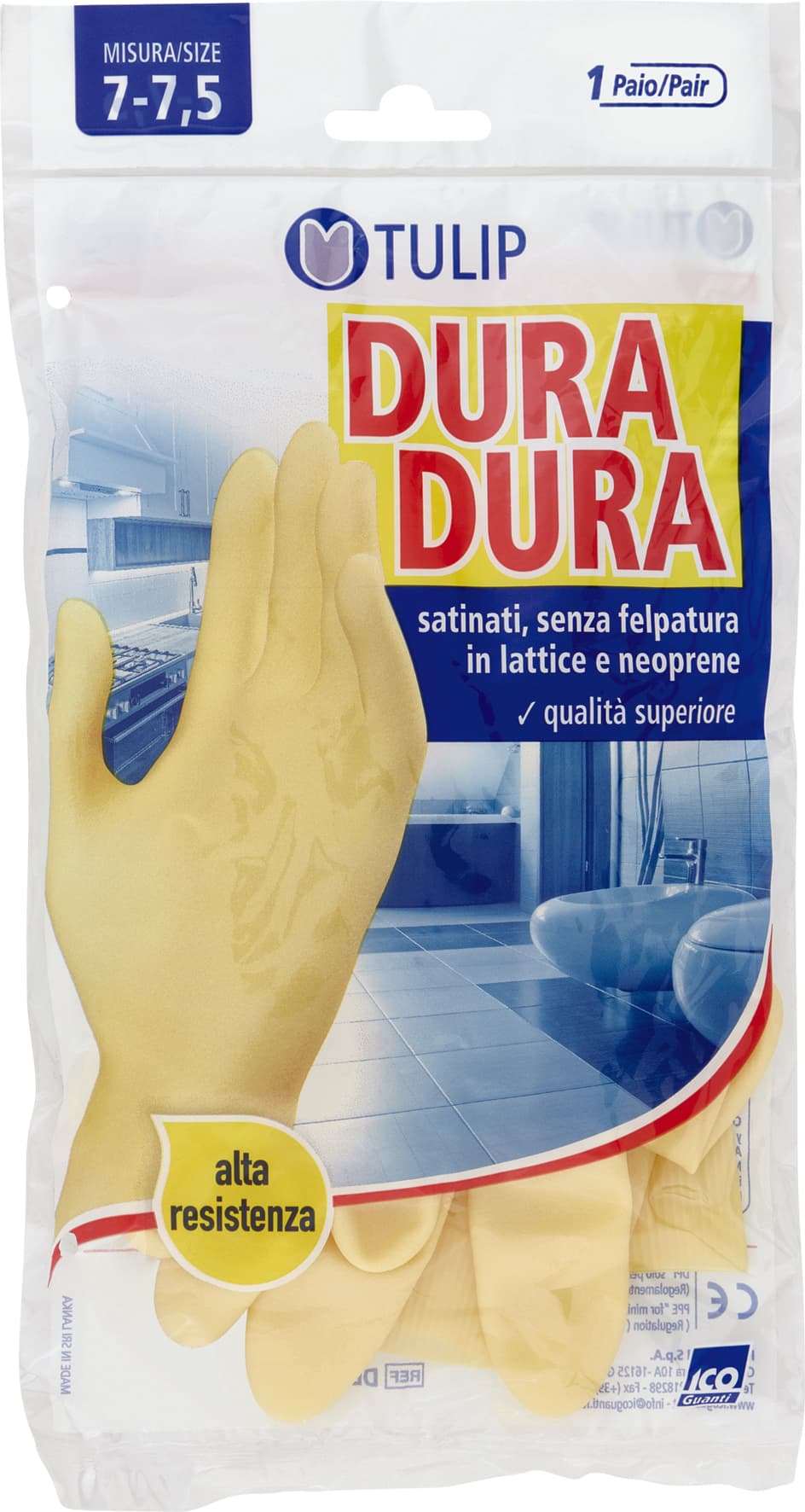 Guanti satinati, senza felpatura in lattice e neoprene Misura 7-7,5 1 Paio Tulip Dura Dura – immagine 1