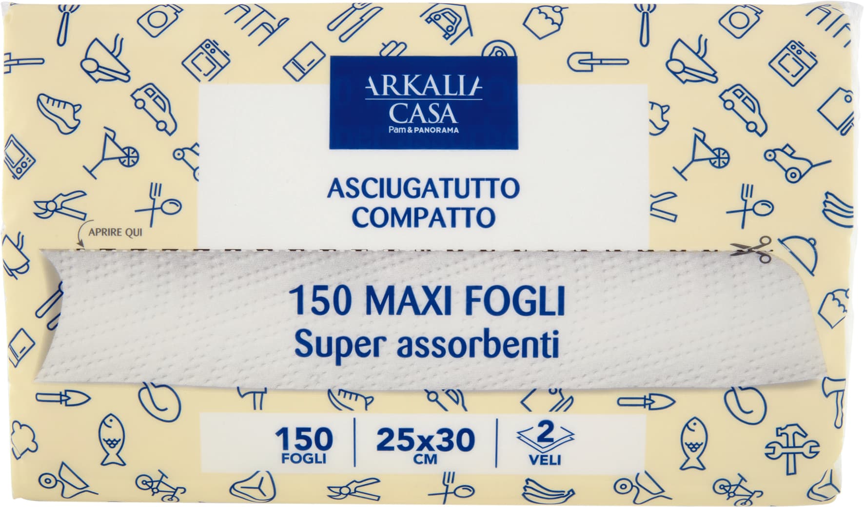 ARKALIA CASA Asciugatutto Compatto 2 Veli Maxi Fogli 150 pz – immagine 1