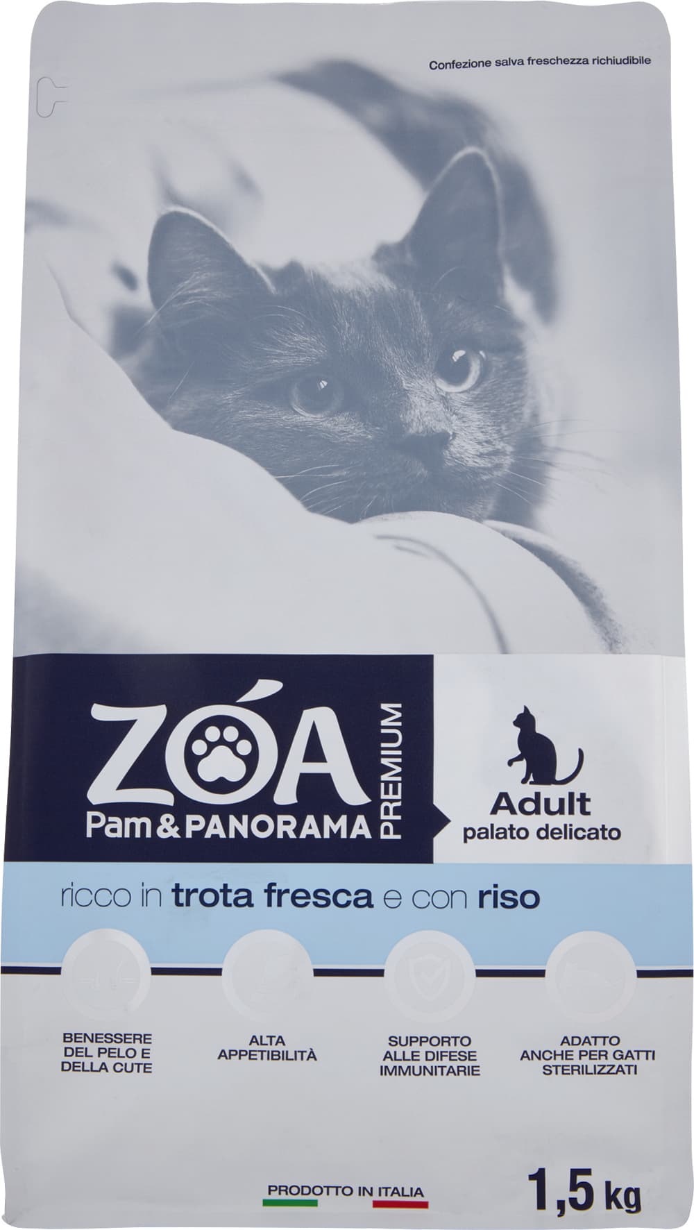 ZOA PREMIUM Adult palato delicato ricco in trota fresca e con riso 1,5 kg – immagine 1