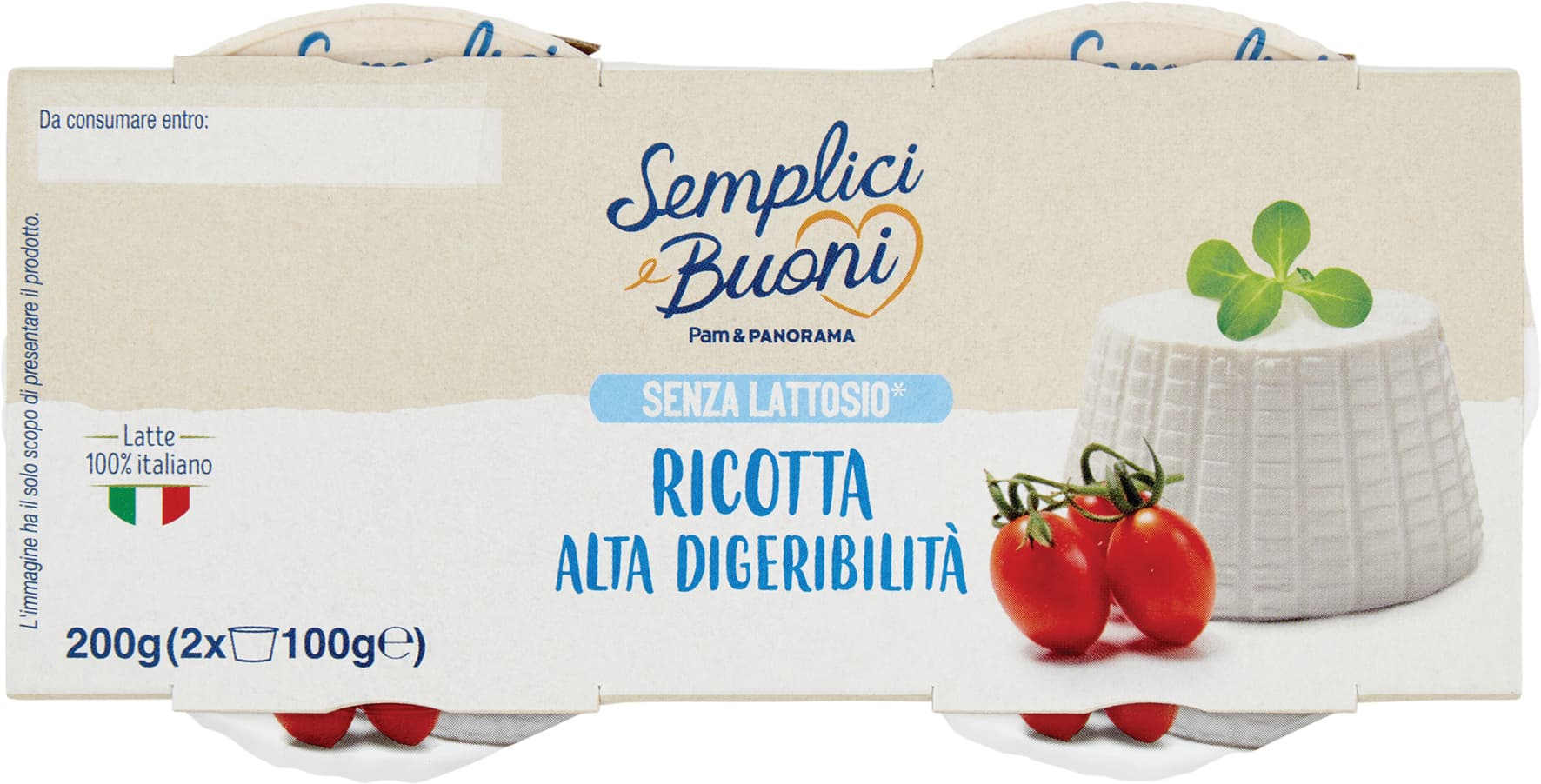 Ricotta senza lattosio semplici e buoni 2x100g – immagine 1