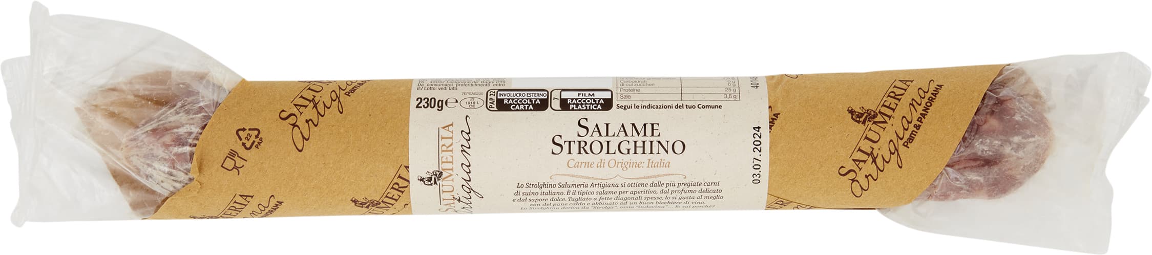 SALUMERIA ARTIGIANA Salame Strolghino 230 g – immagine 1