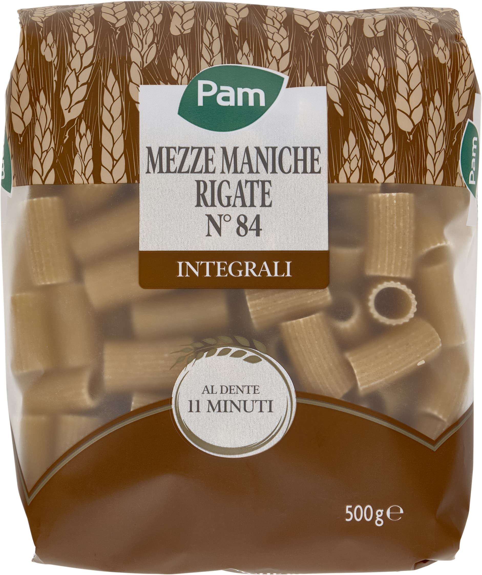 PAM Mezze Maniche Rigate N° 84 Integrali 500 g – immagine 1