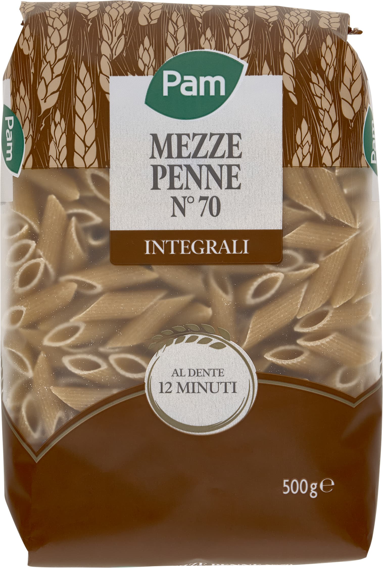 PAM Mezze Penne N° 70 Integrali 500 g – immagine 1