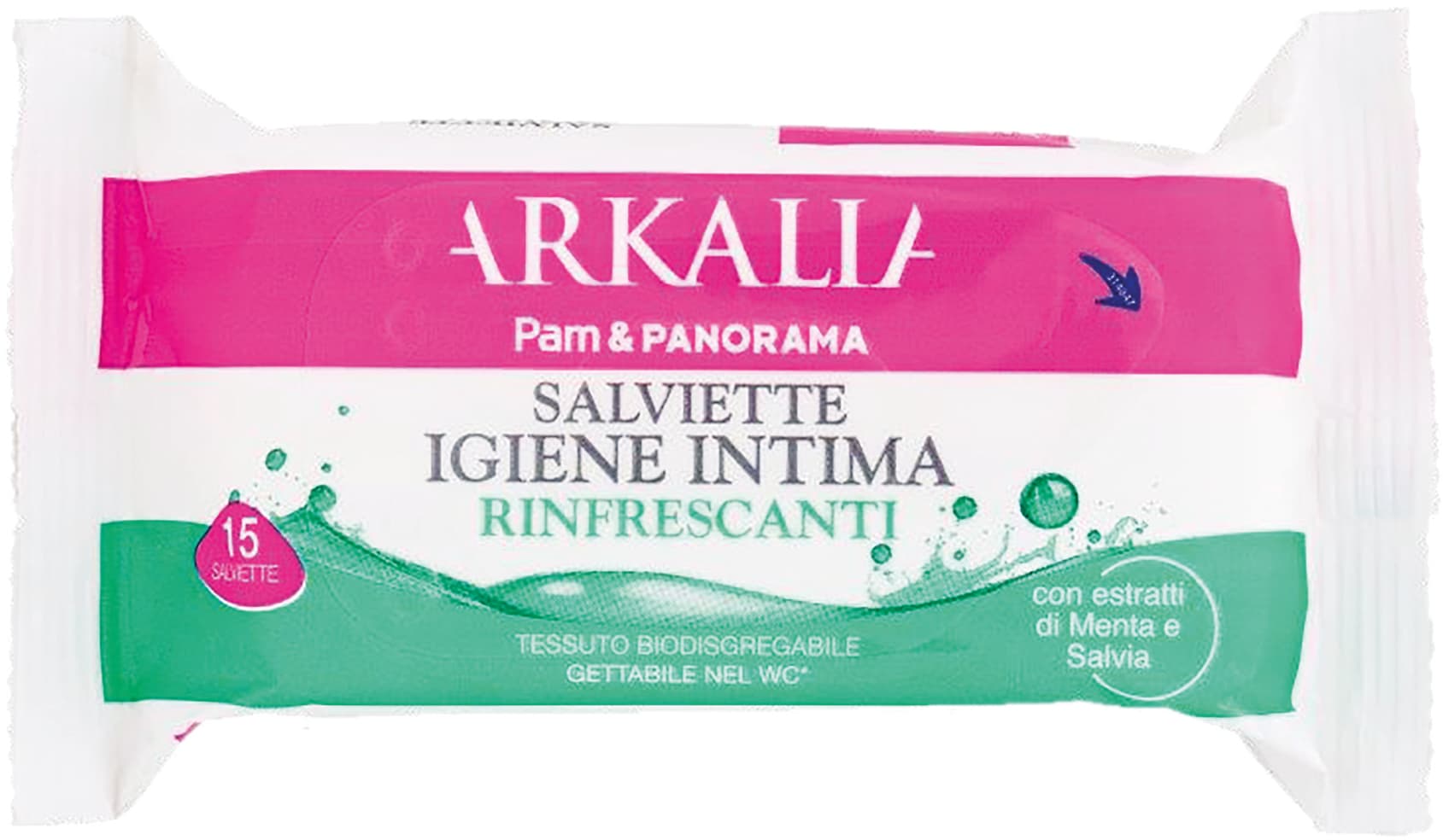ARKALIA Salviette Igiene Intima Rinfrescanti con estratti di Menta e Salvia 15 pz – immagine 1