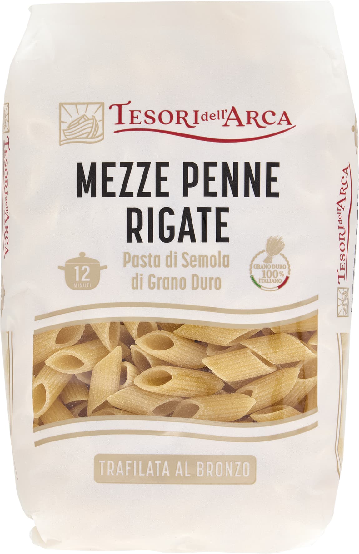 TESORI DELL'ARCA Pasta di Semola di Grano Duro Mezze Penne Rigate 500 g – immagine 1