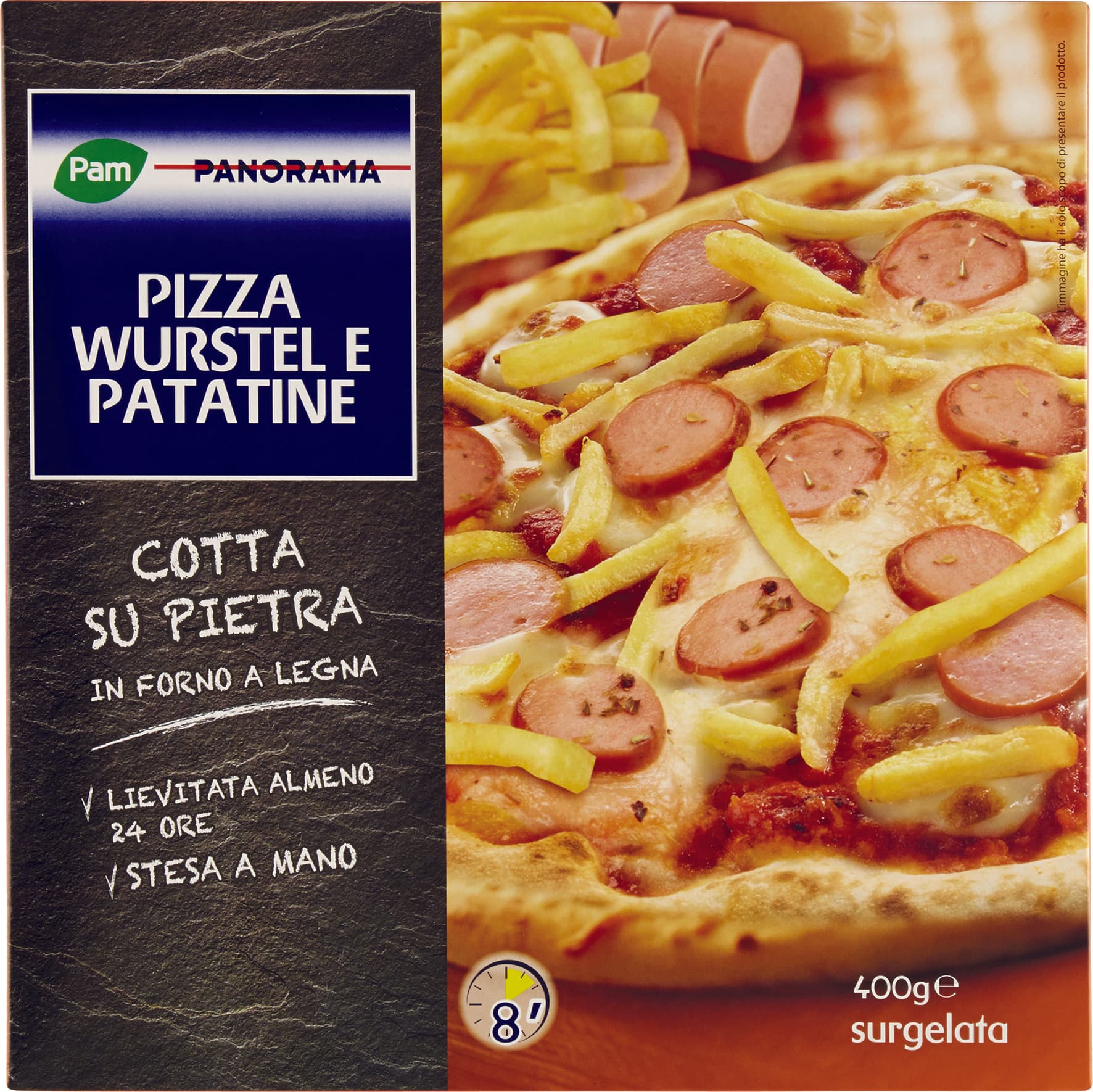 PAM PANORAMA Pizza Wurstel e Patatine surgelata 400 g – immagine 1