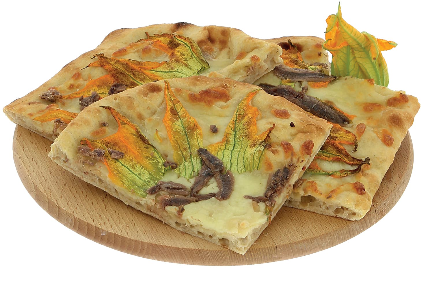 Pizza gourmet fiori di zucca e alici – immagine 1