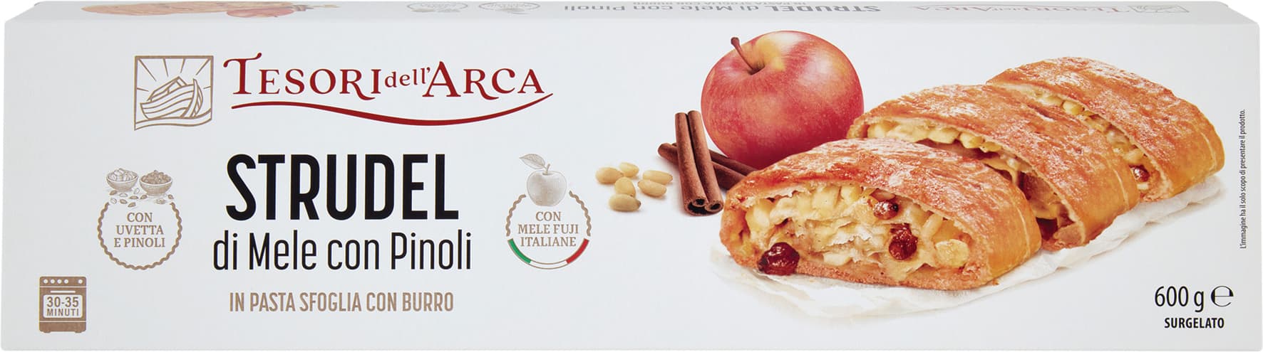 TESORI DELL'ARCA Strudel di Mele con Pinoli in Pasta Sfoglia con Burro Surgelato 600 g – immagine 1