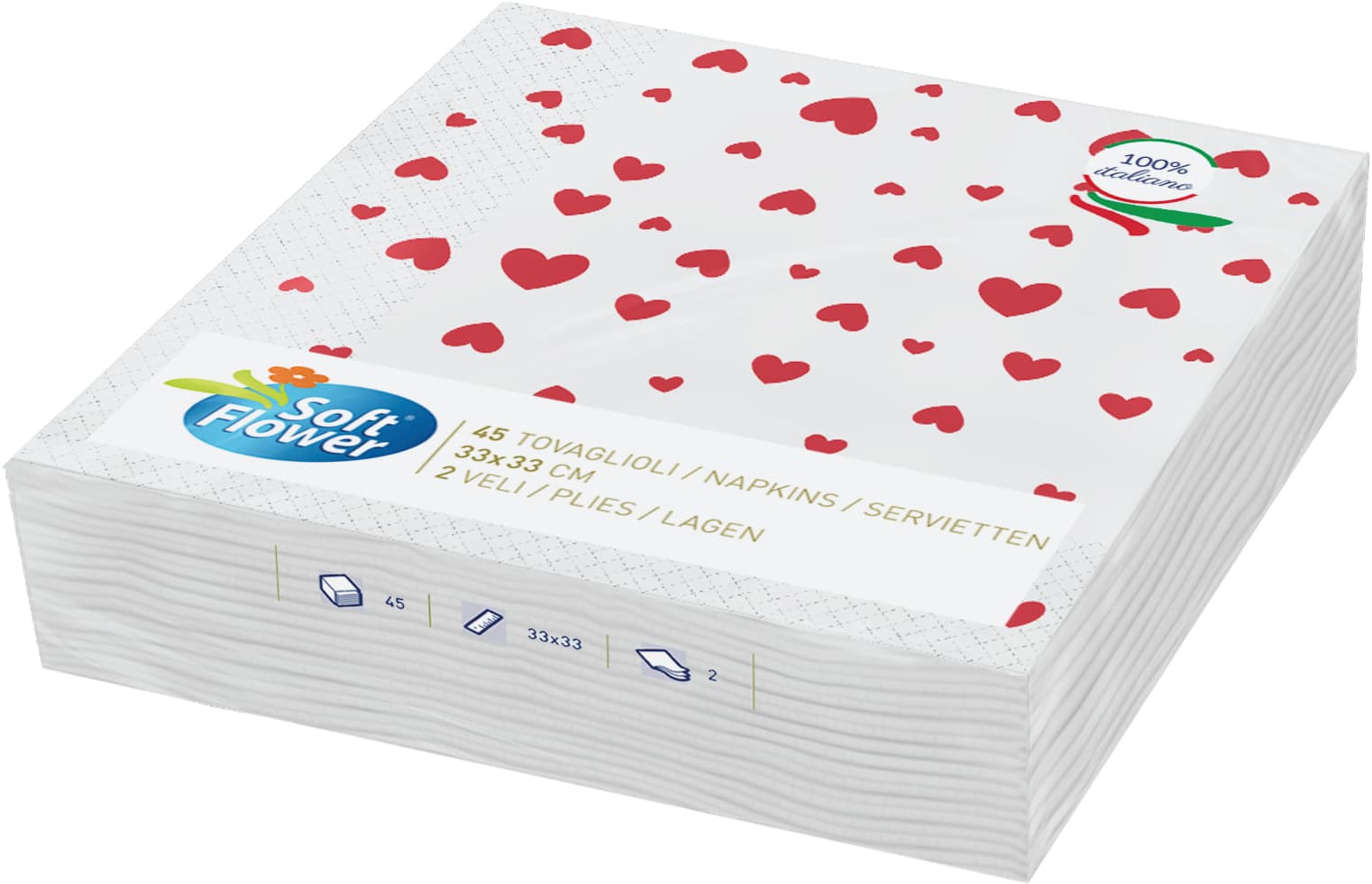 Tovaglioli 2veli 33x33 san valentino – immagine 1