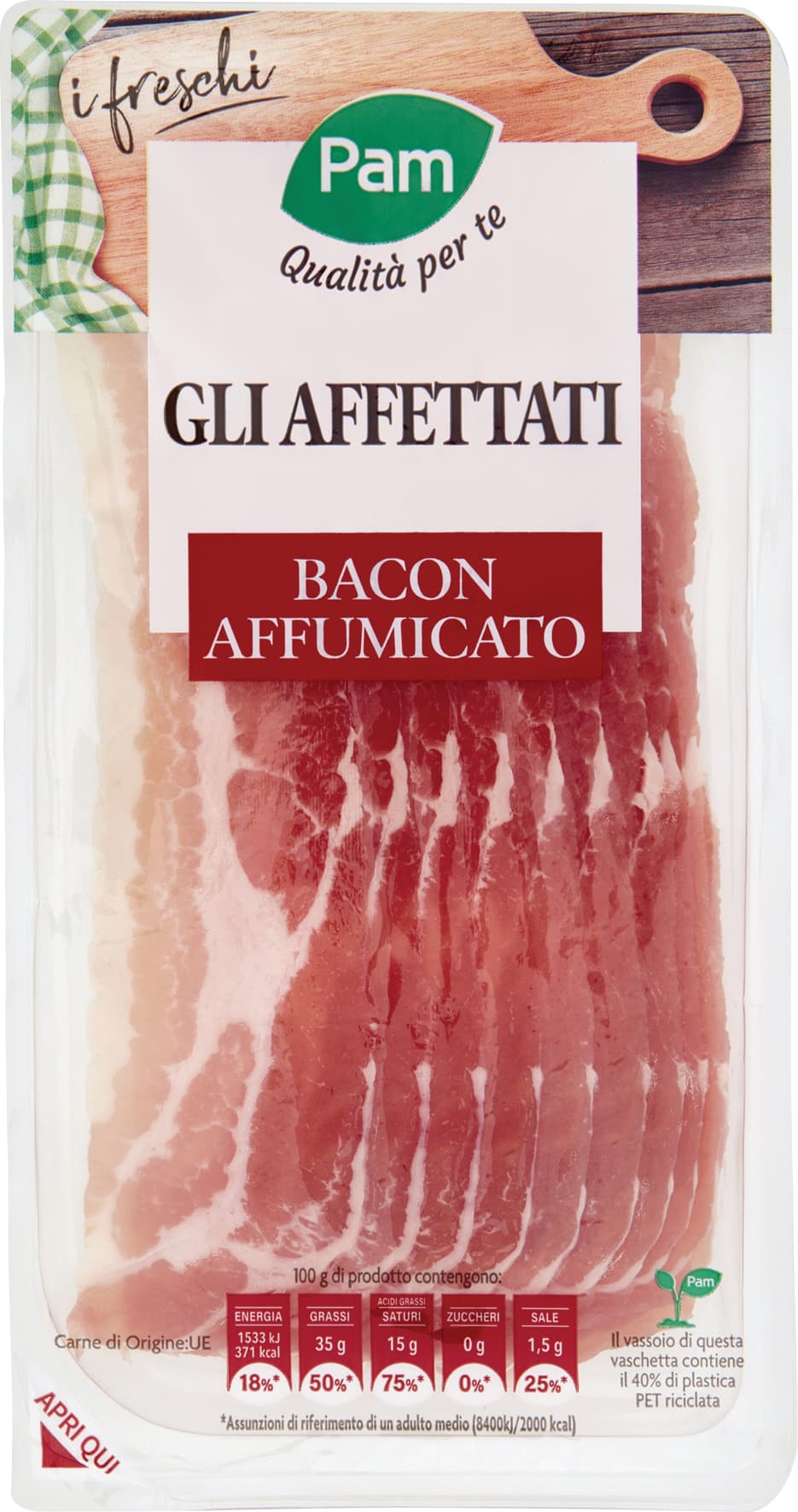 PAM Qualità per te gli Affettati Bacon Affumicato 150 g – immagine 1