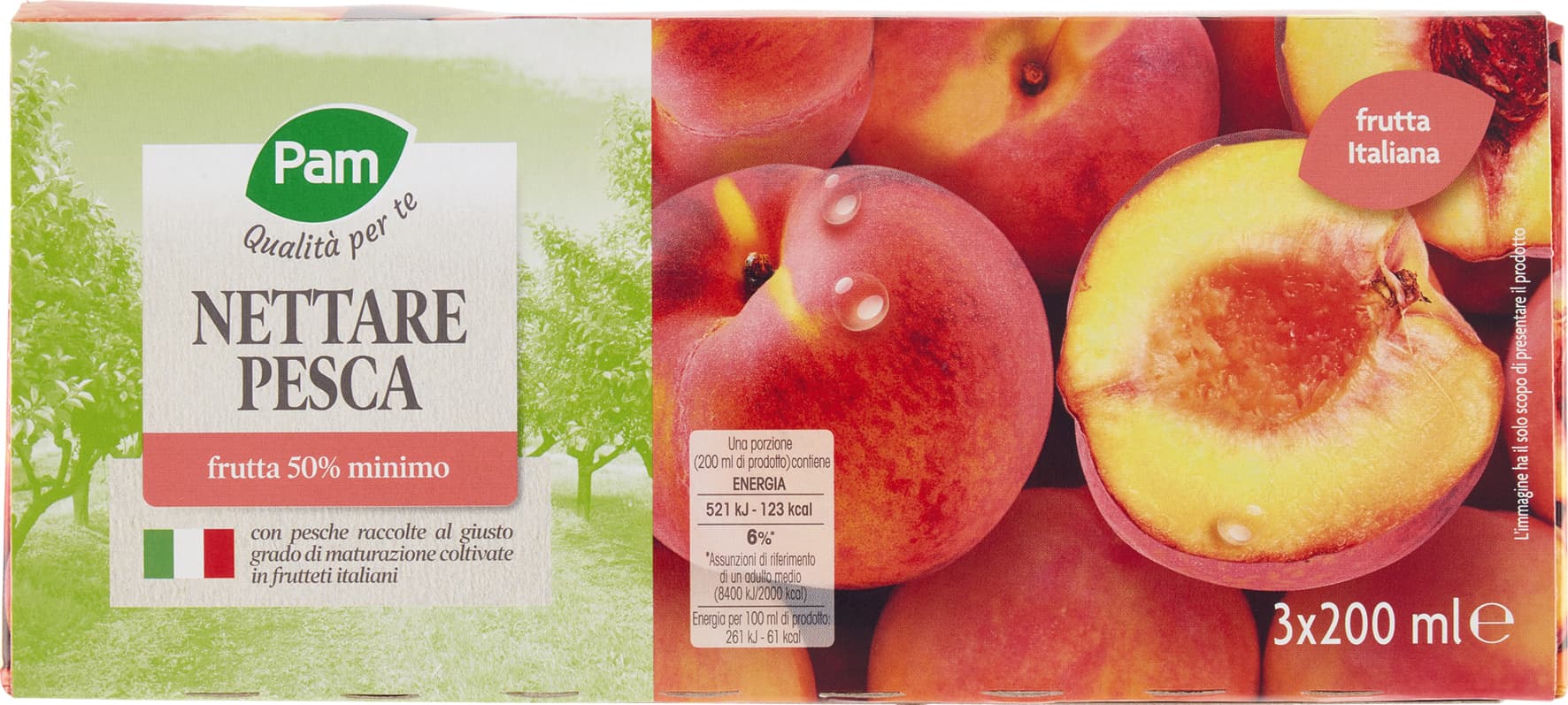 PAM PANORAMA Succo e Polpa di Pesca 600 ml (200ml x 3) – immagine 1
