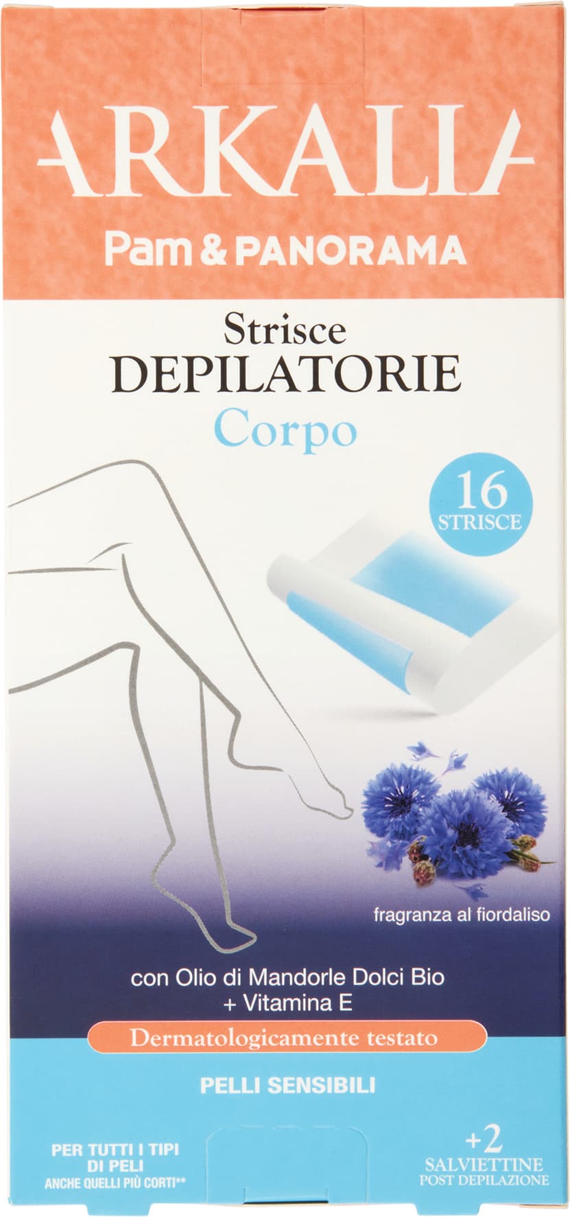 ARKALIA Strisce Depilatorio Corpo Pelli Sensibili 16 pz + 2 Salviettine Post Depilazione – immagine 1