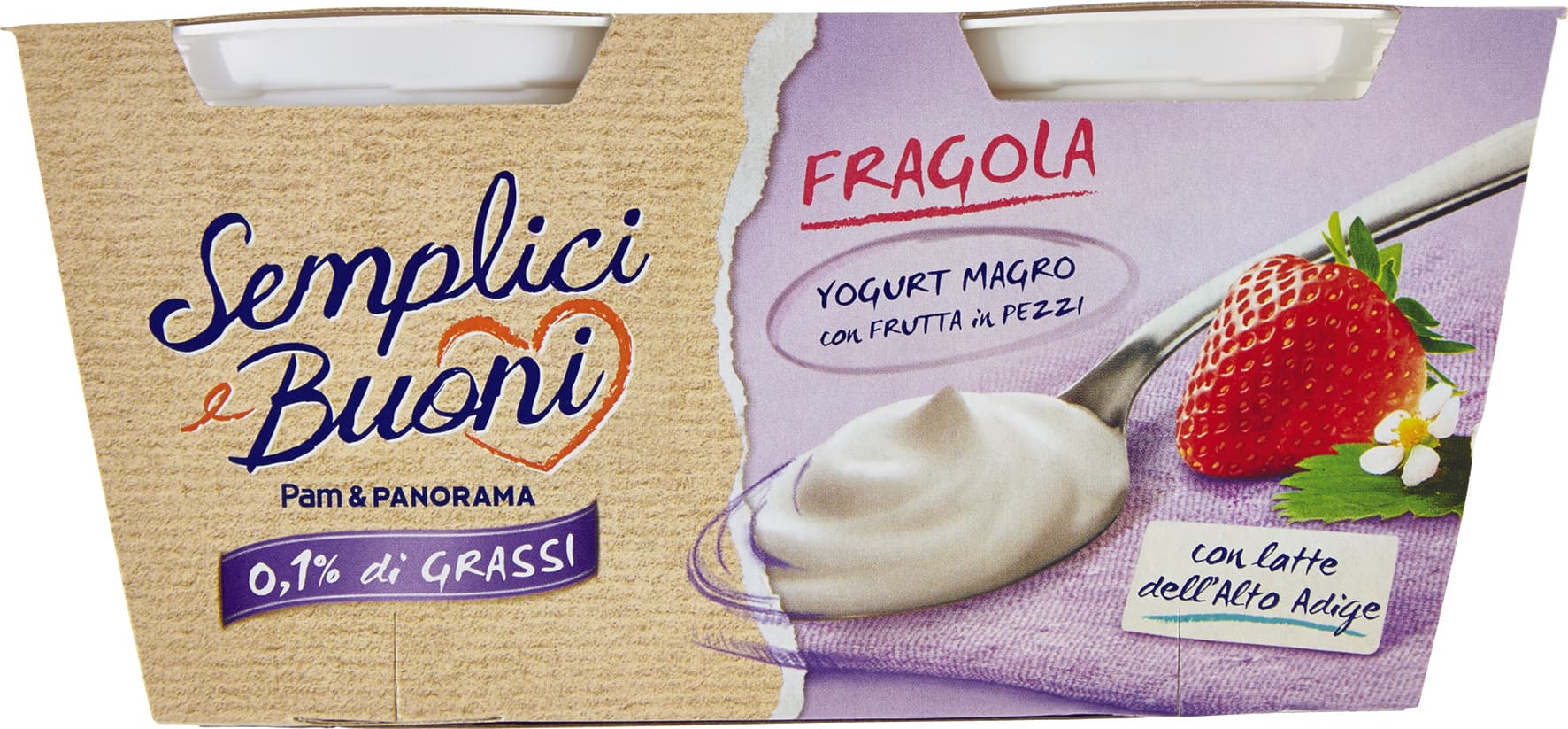 SEMPLICI E BUONI 0,1% di Grassi Fragola Yogurt Magro con Frutta in Pezzi 250g (2x125g) – immagine 1