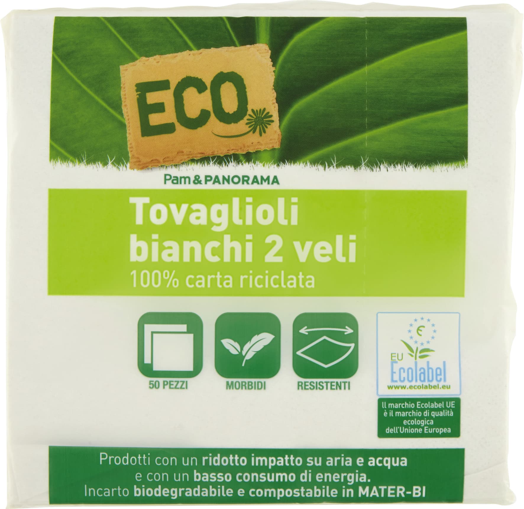 ECO Tovaglioli bianchi 2 veli 50 pz – immagine 1