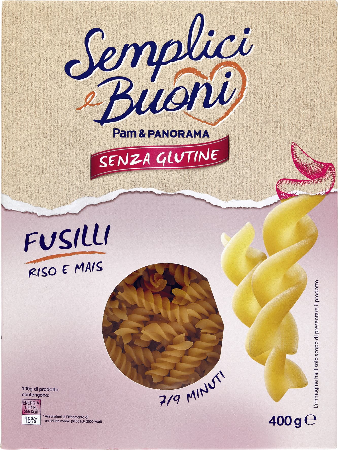 SEMPLICI E BUONI Senza Glutine Fusilli Riso e Mais 400 g – immagine 1