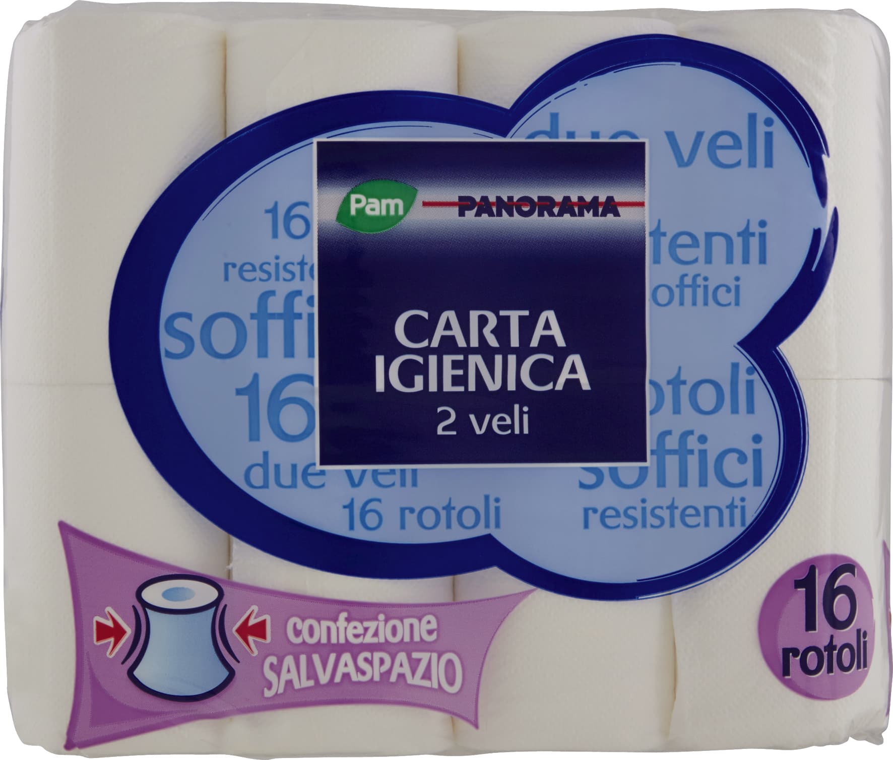 PAM PANORAMA Carta Igienica 2 Veli 16 rotoli salvaspazio – immagine 1