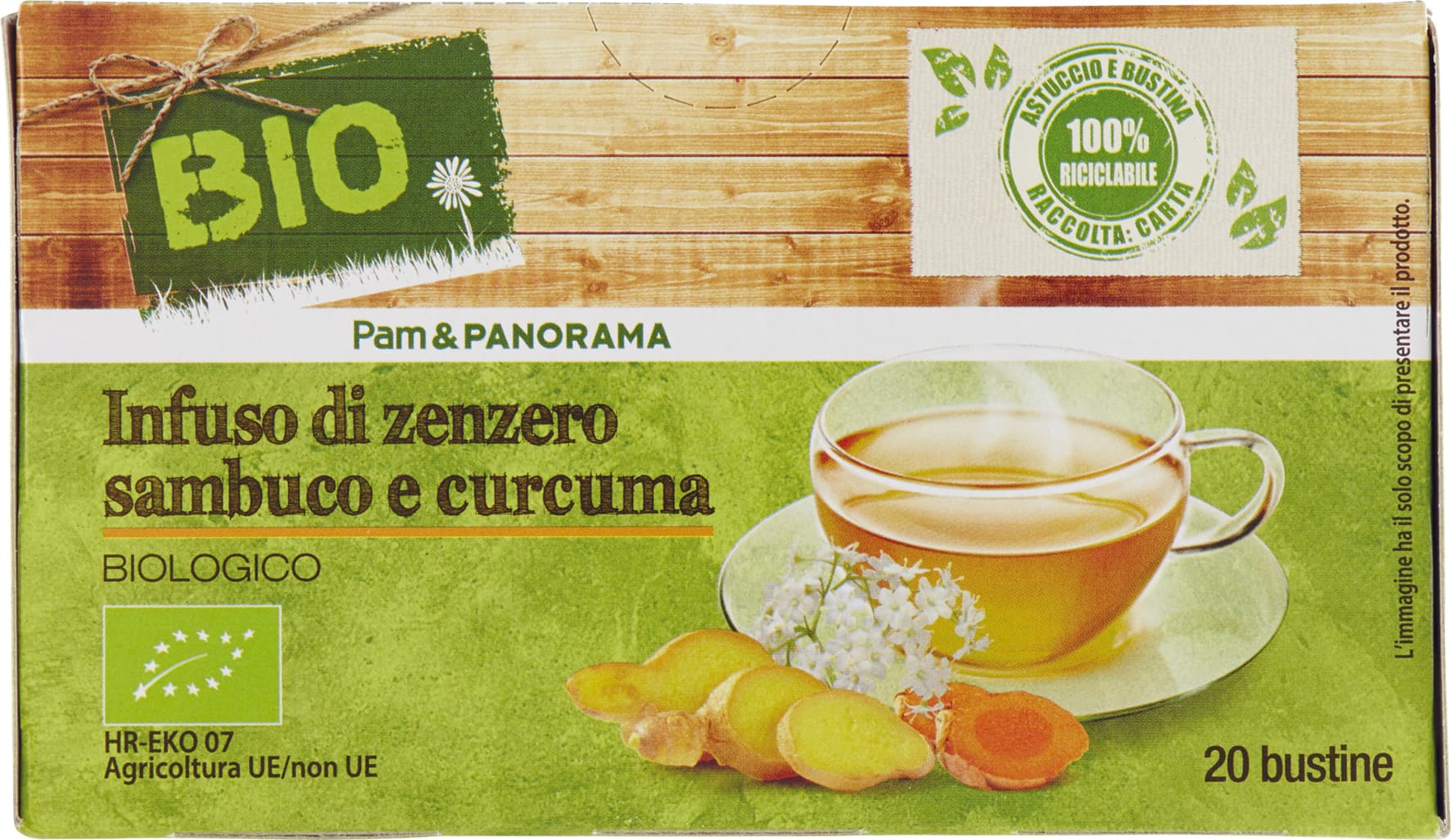 BIO Infuso di zenzero sambuco e curcuma 20 x 1,85 g – immagine 1
