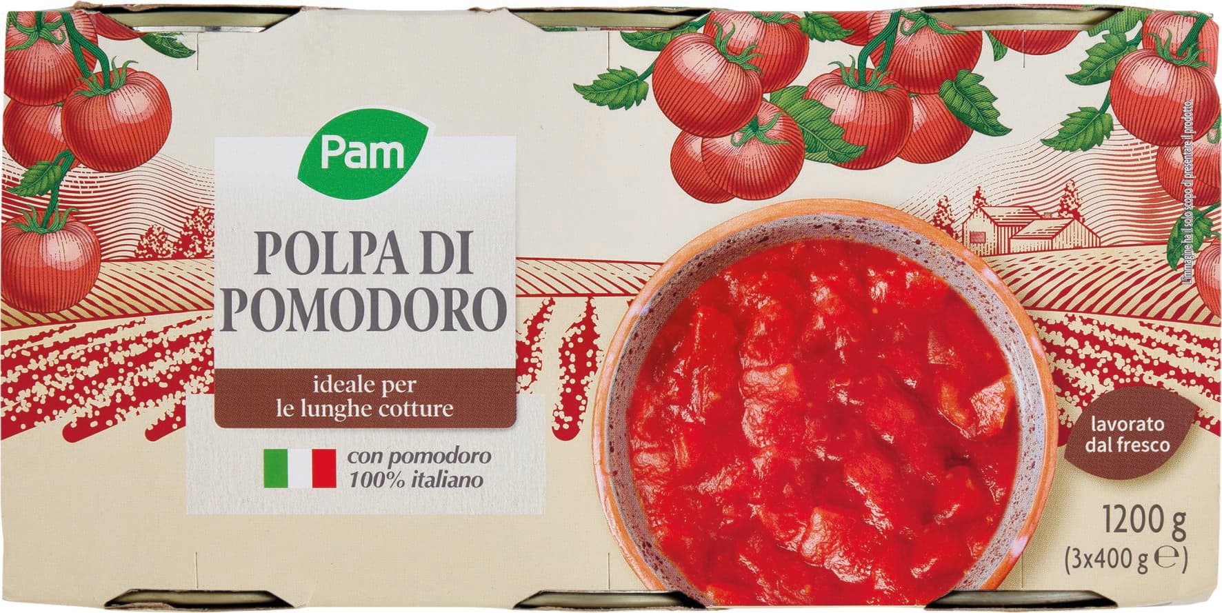 PAM PANORAMA Polpa di Pomodoro 1200g (400g x 3) – immagine 1