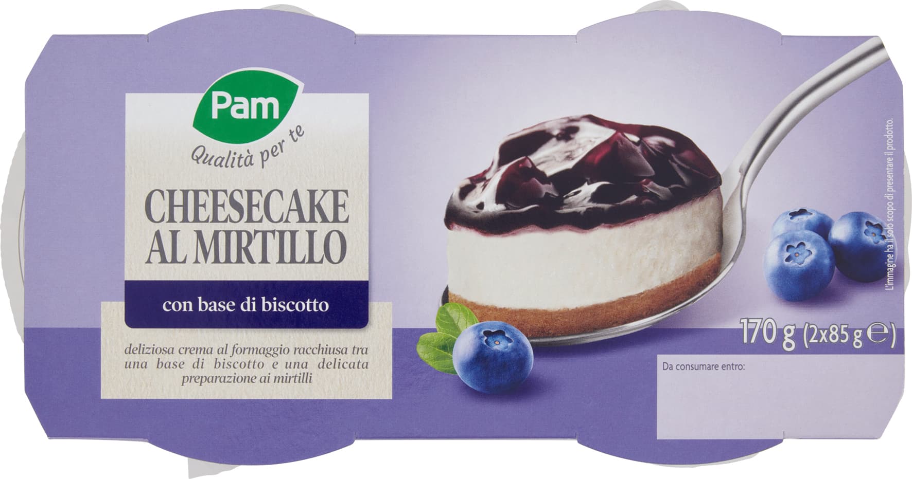 PAM Qualità per te Cheesecake al Mirtillo 2 x 85 g – immagine 1