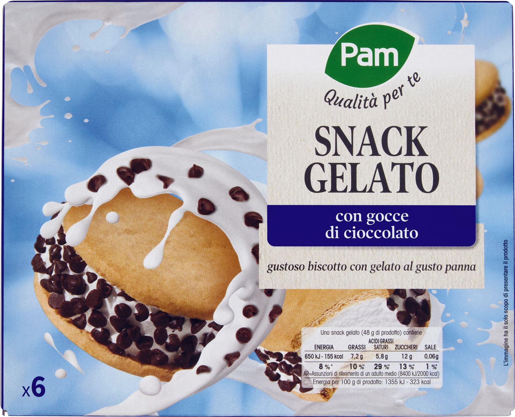 PAM PANORAMA Snack Gelato con gocce di cioccolato 6 x 48 g – immagine 1