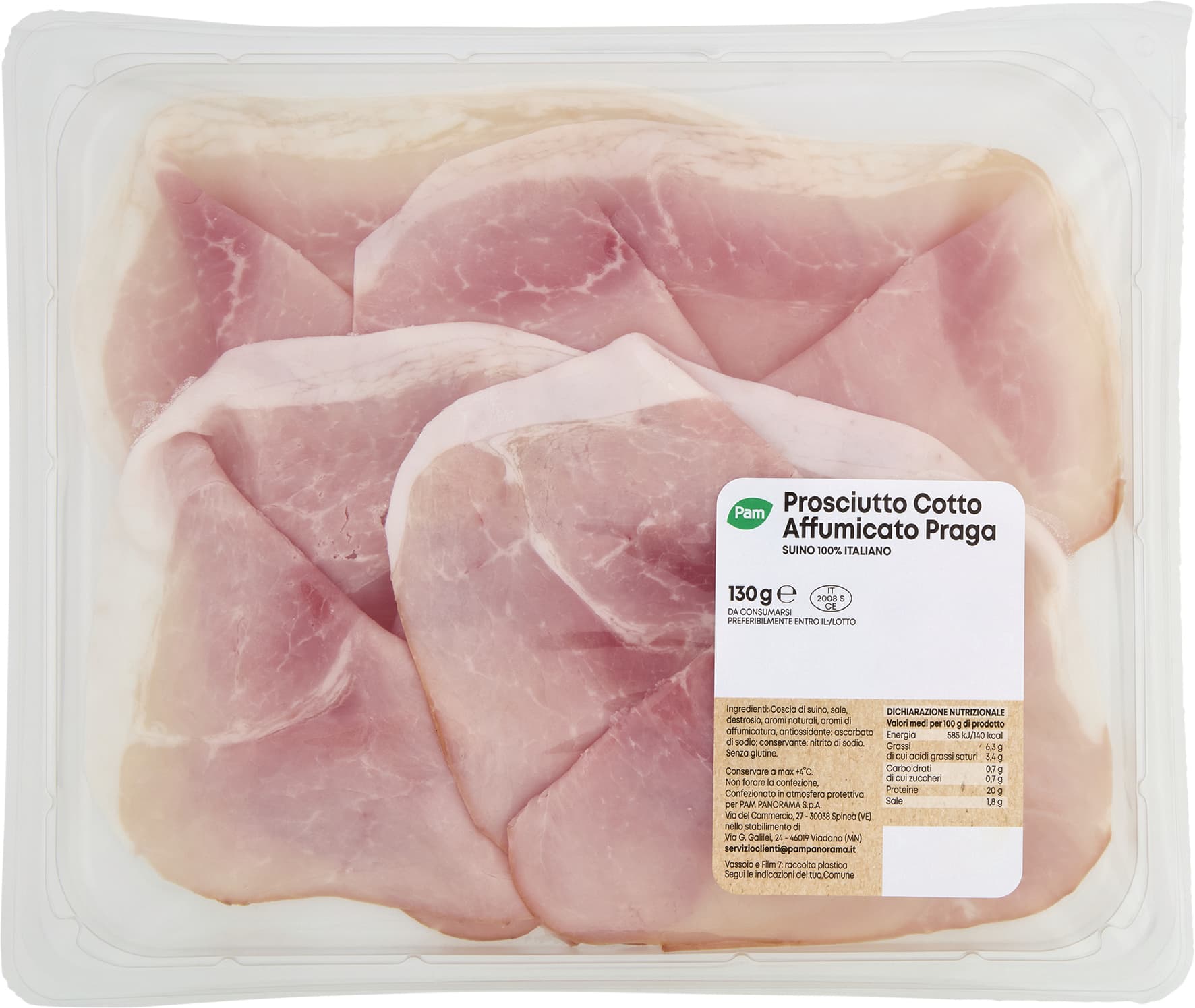 PAM Prosciutto Cotto Affumicato Praga 130 g – immagine 1