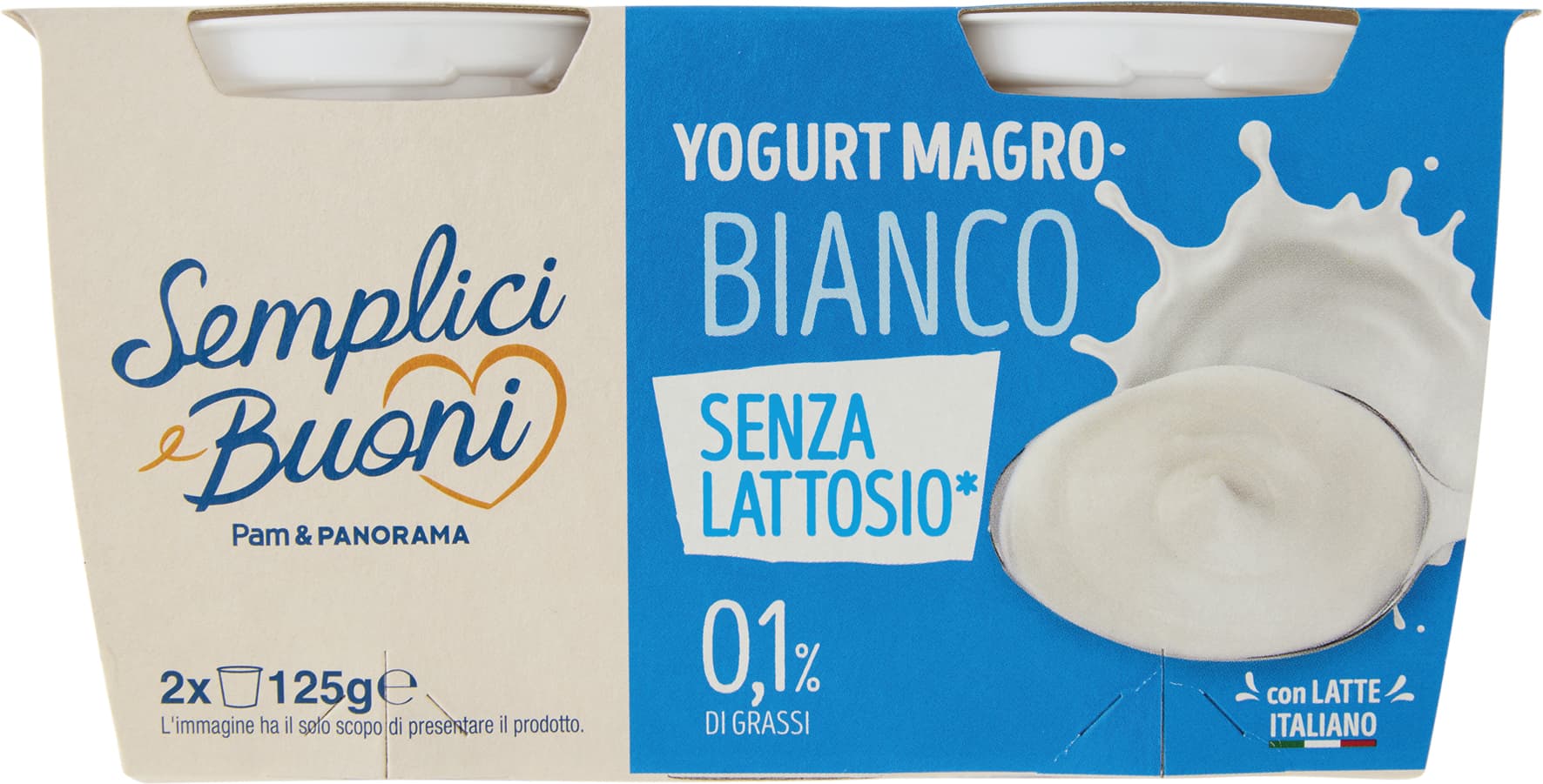 SEMPLICI E BUONI Senza Lattosio Yogurt Magro Bianco 2 x 125 g – immagine 1